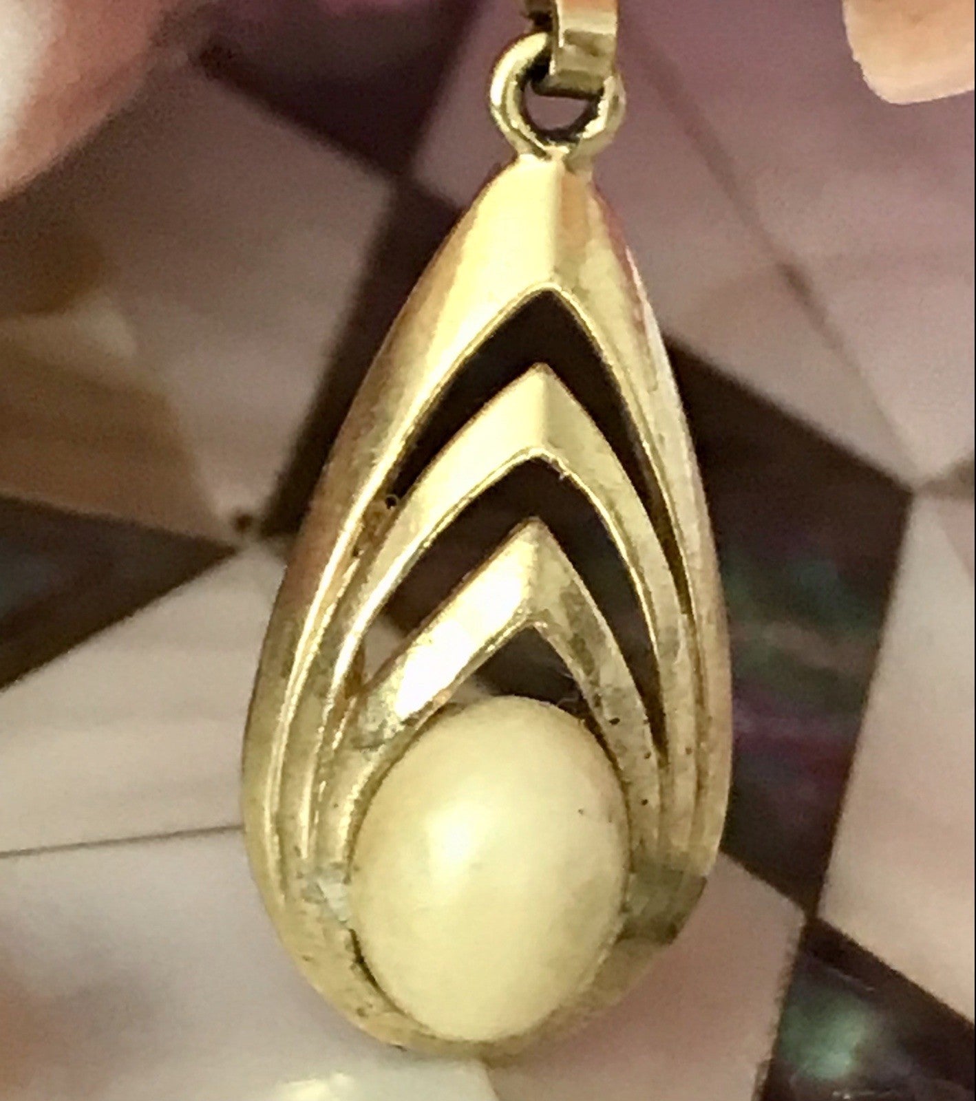 Vintage Designer Anhänger Perle Amerik. Doublè vergoldet