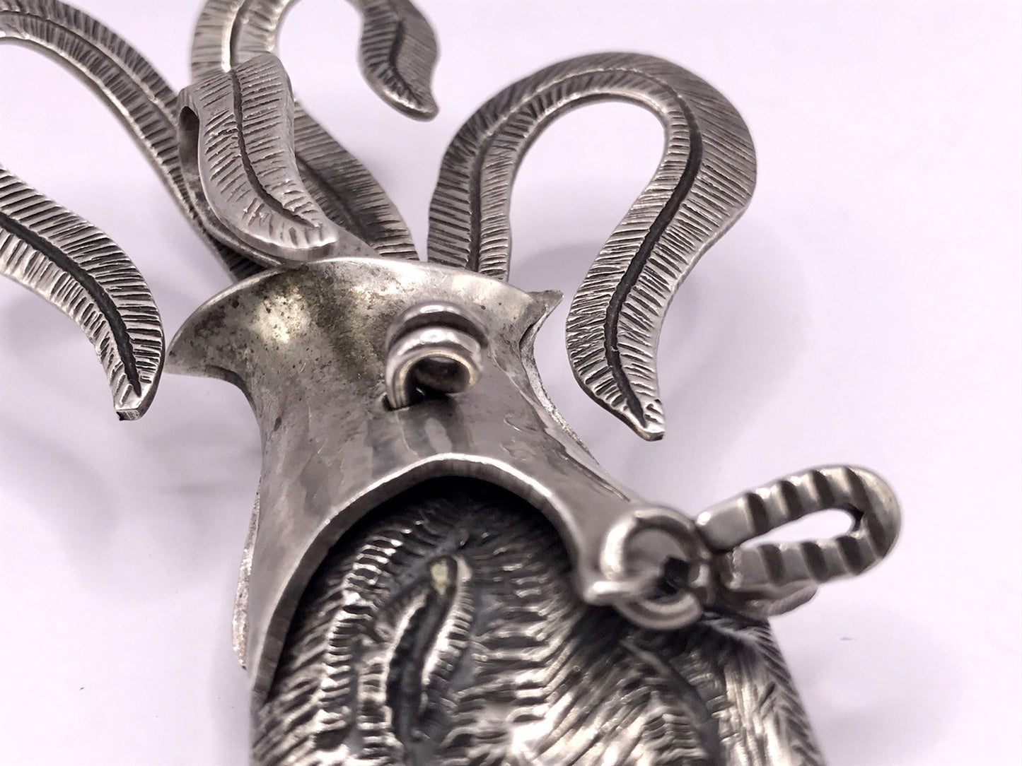 Vintage Azteken Kopf Ethno Maya Anhänger Kettenanhänger Silber