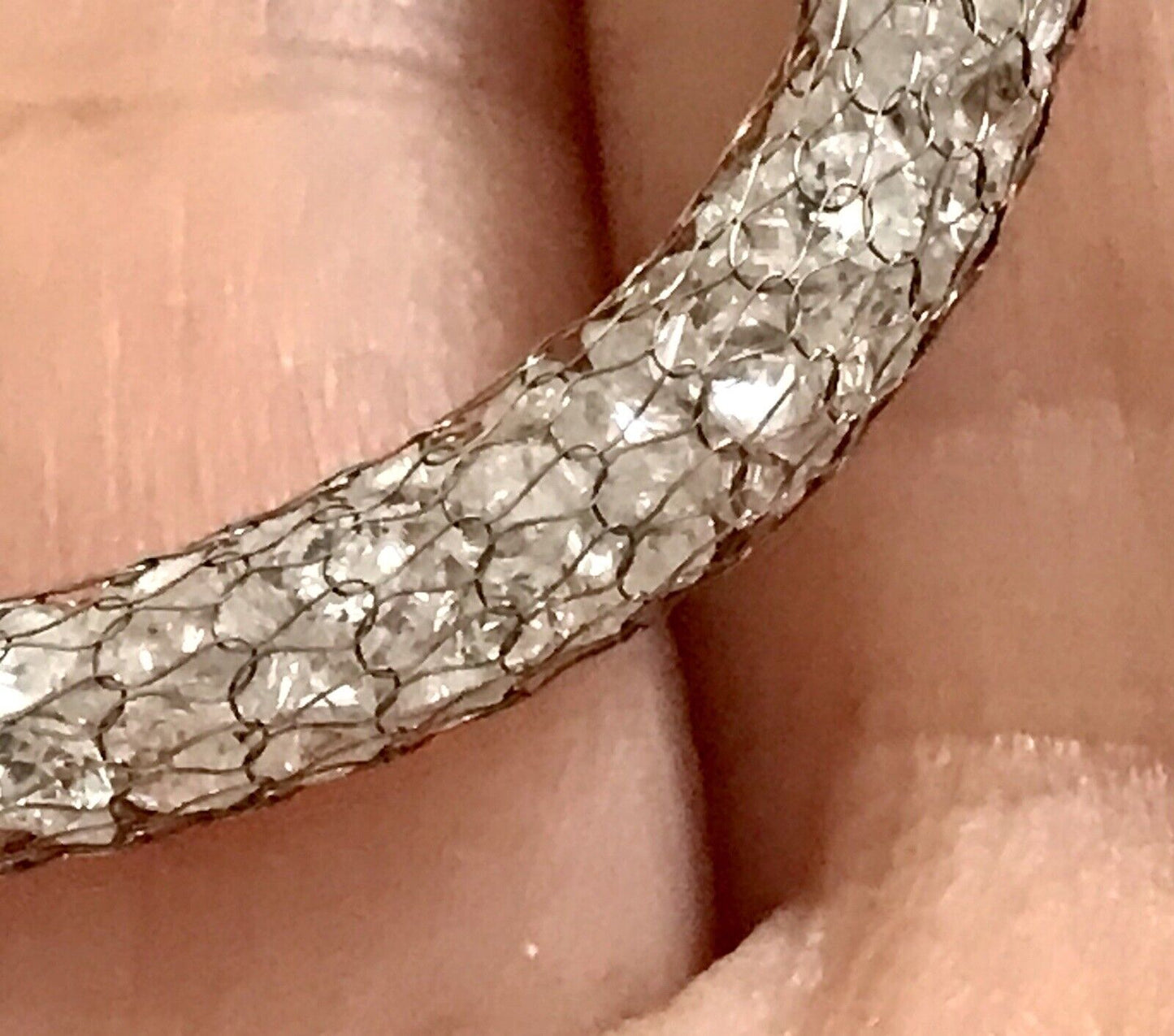 Alt Vintage Edel Gold 333 Gold & 925 Silber Collier Halskette Goldnetz Steine