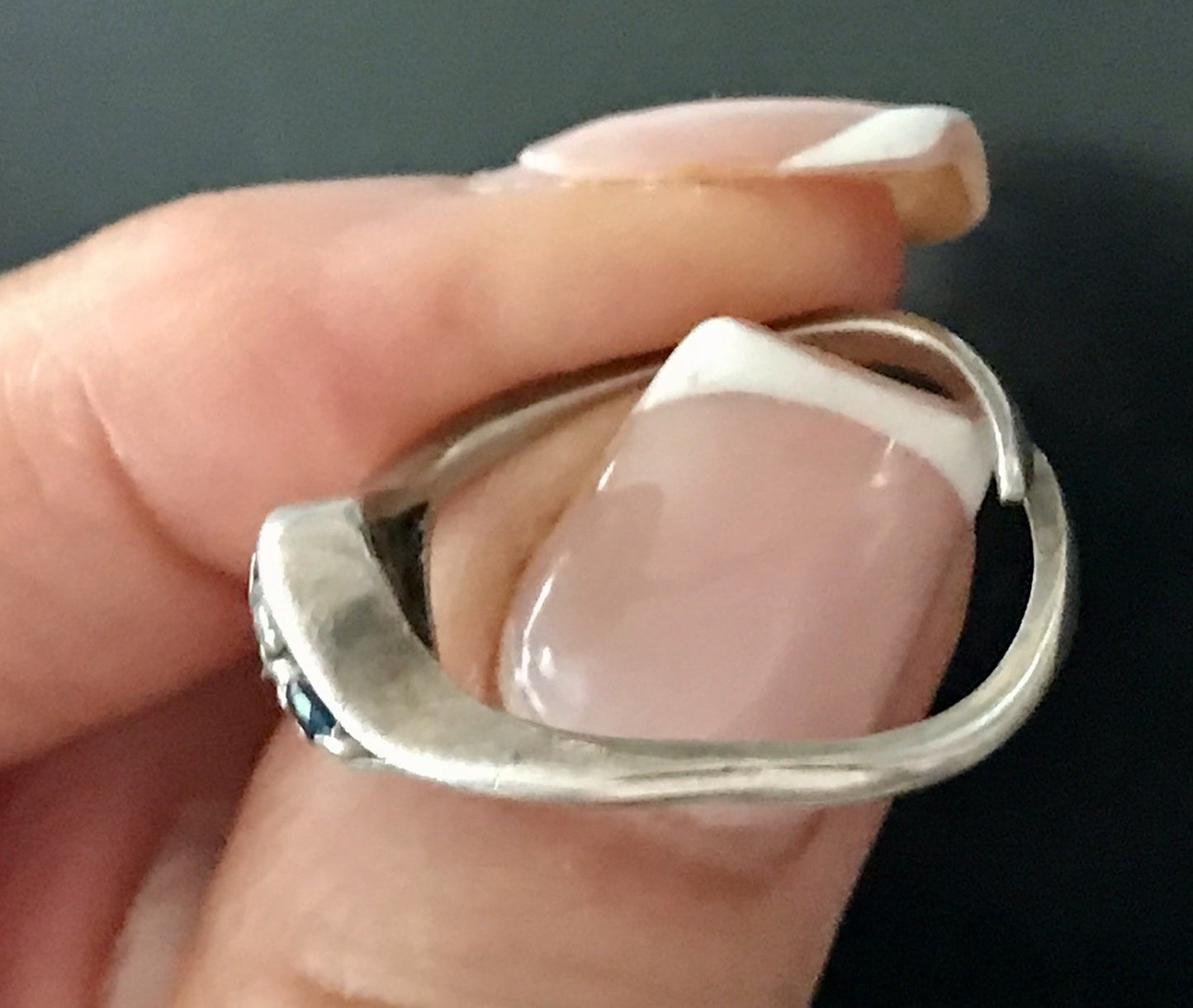 Antik ? Art Déco Damen Ring blaue farblose Steine Silber 925 Gr.51 52 Teka