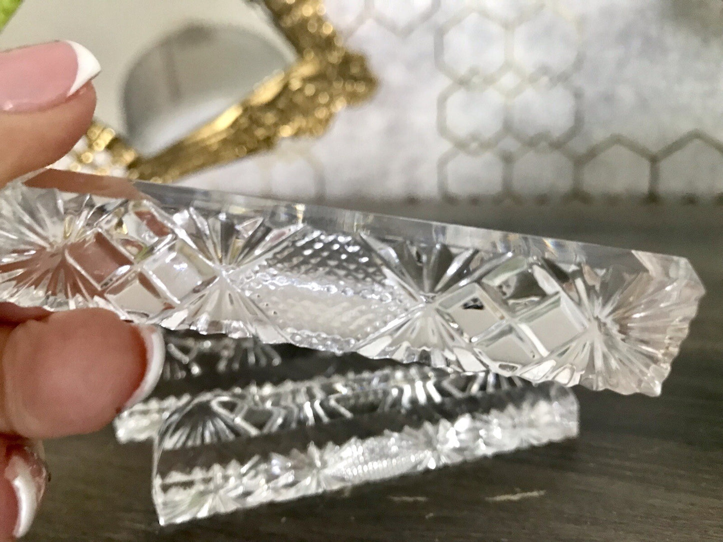 Alt antik? 6 Art Déco Messerbänkchen Kristallglas Glas EDEL Schliff