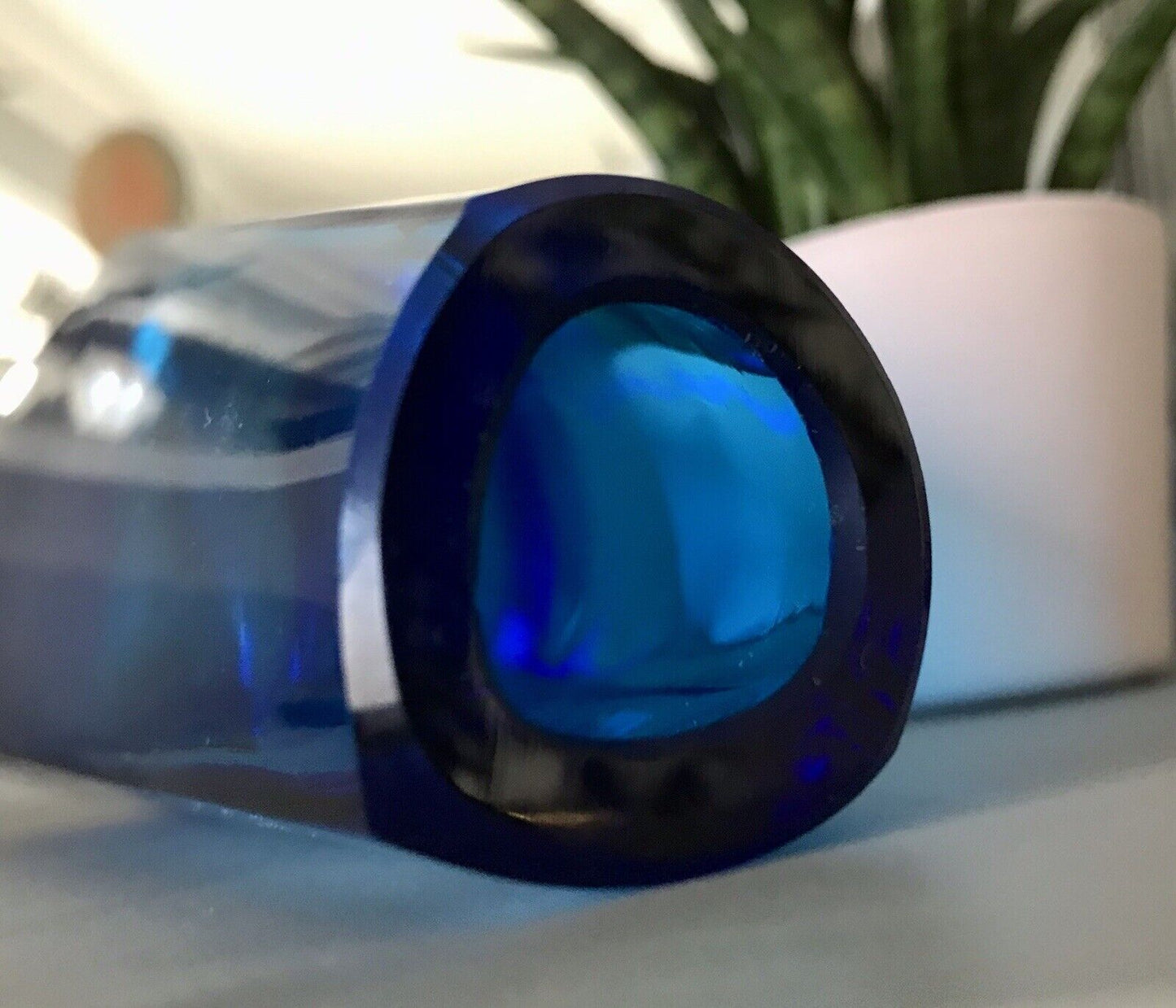 Murano ? Vintage 60er Glasvase Vase Blau Kristallglas Edel Schwangere Elke
