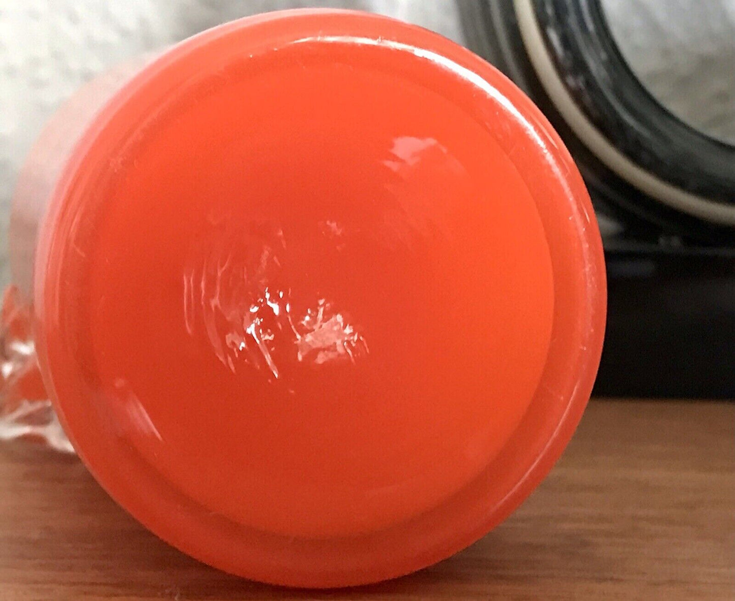 Vintage Vase Empoli? opalin Firenze Glasvase Orange Henkelvase Italien Designer