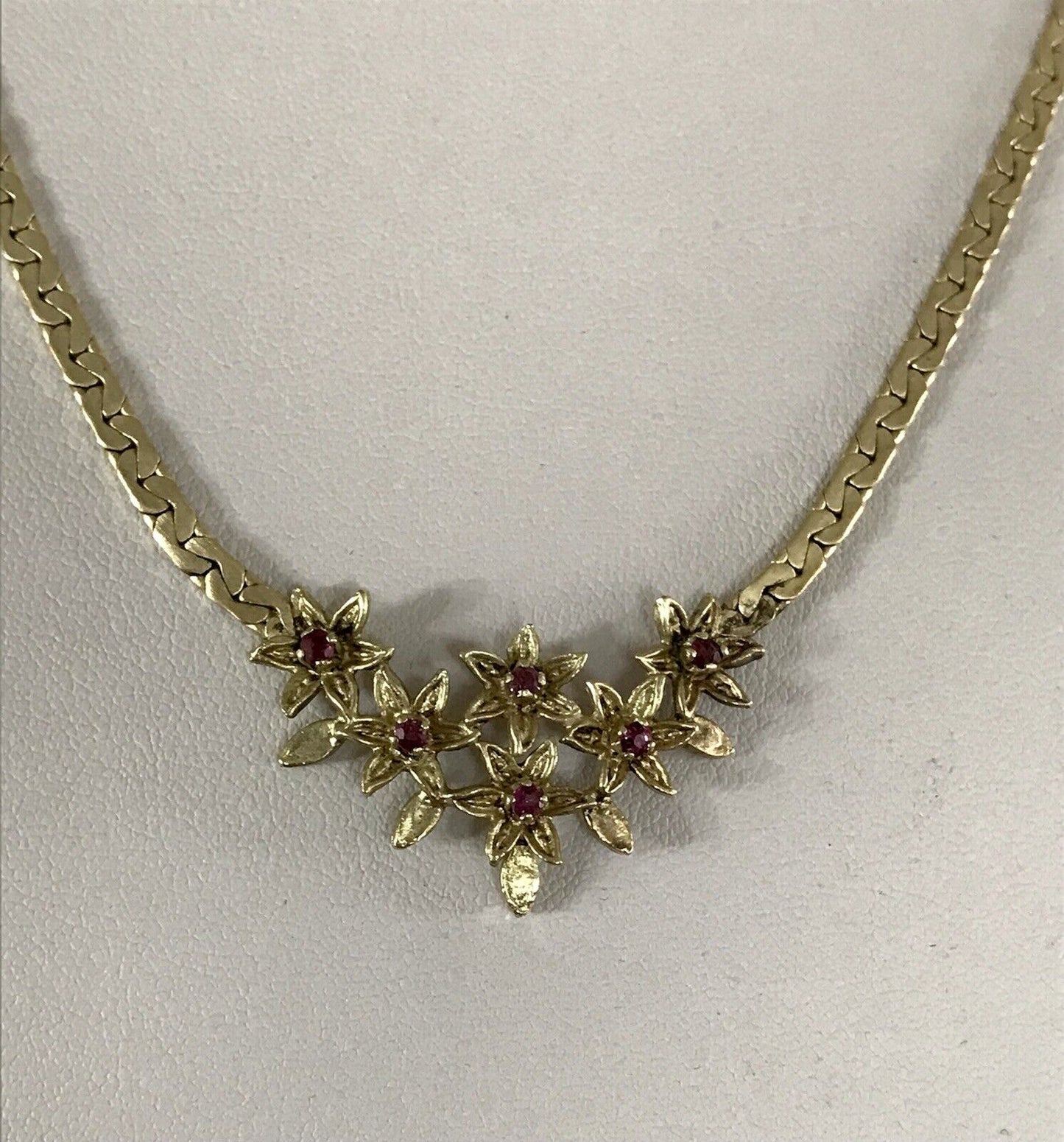 Antik Edel Jugendstil 925 Silber vergoldet Collier Halskette Rubine