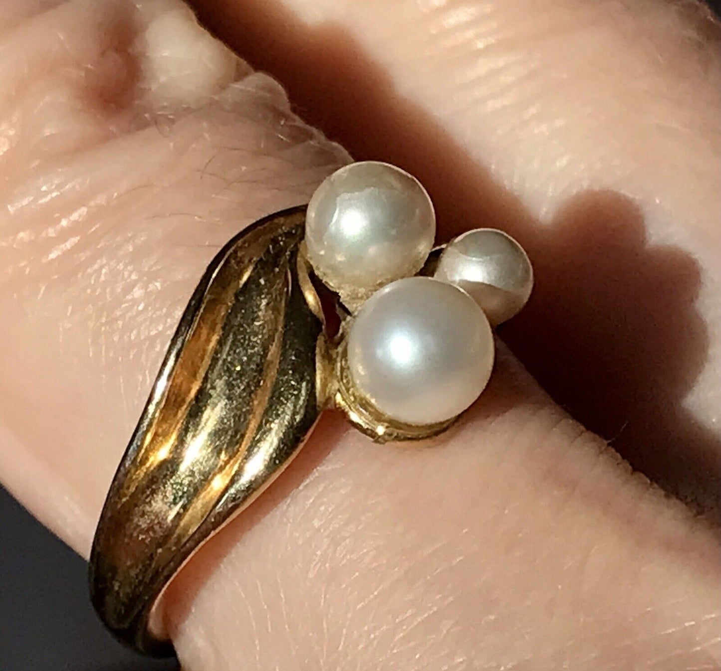 Majorica Edel DAMEN RING Perlen Gr.56 57 vergoldet 925 Silber