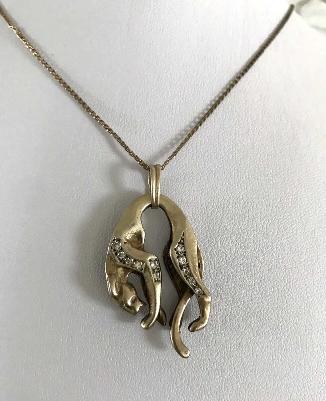 Vintage Edel groß Anhänger 925 Silber Super Design vergoldet hängender Panther