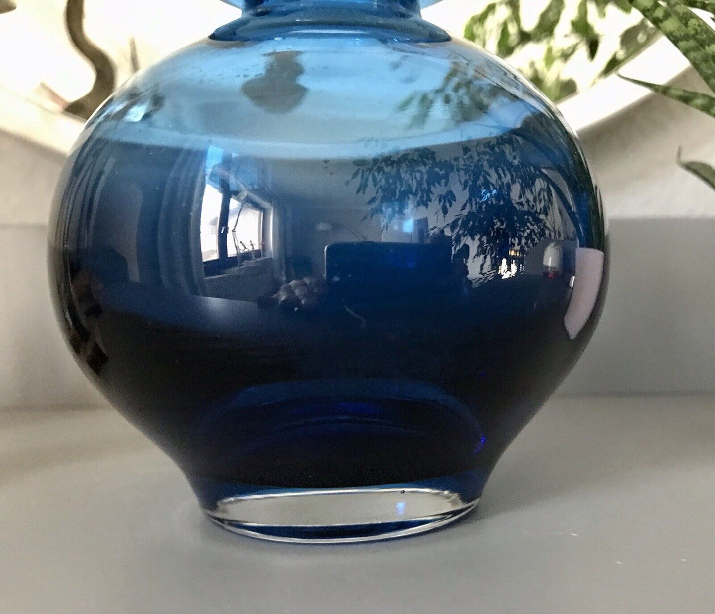 Vintage 60er Design Glasvase Glas Blau Vase Mid Century Schön als Zwiebelglas
