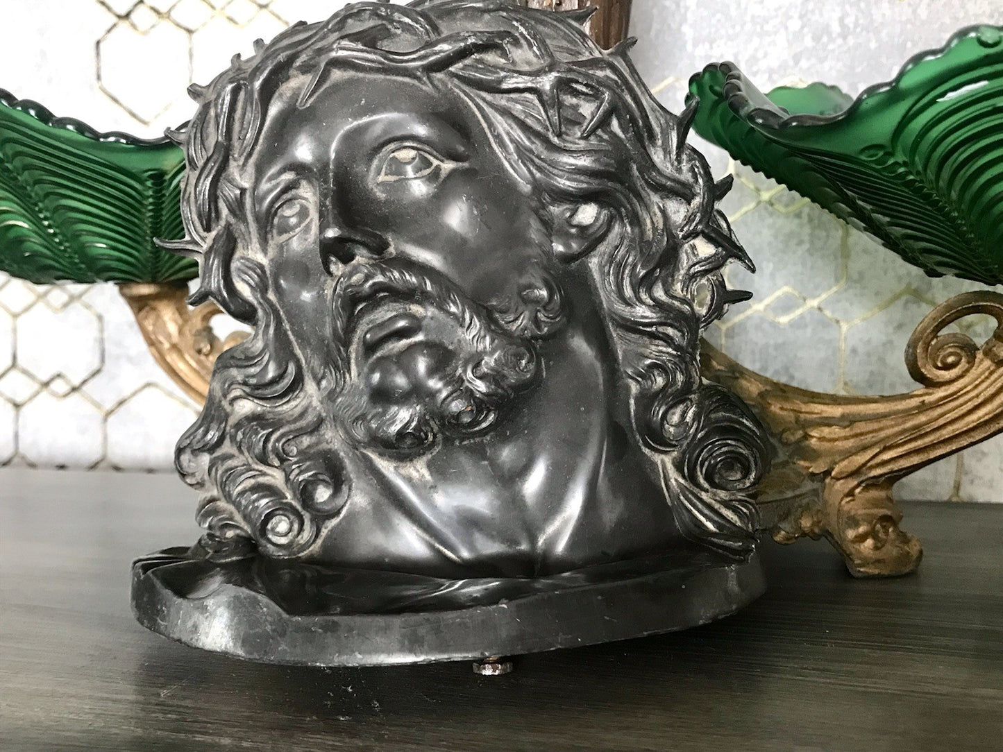 Antik Zinn? Relief Jesus Büste Dornkrone Figur Guss? schön