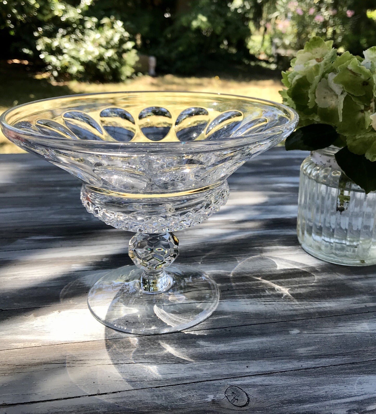 Alt Vintage Bleikristall Schale auf Fuß Glasschale Kristallglas Glas Edel