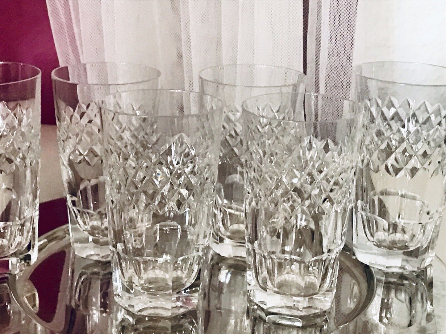 Vintage SEHR EDEL 6x Wassergläser Gläser Becher Kristallglas schön kantiger Fuß