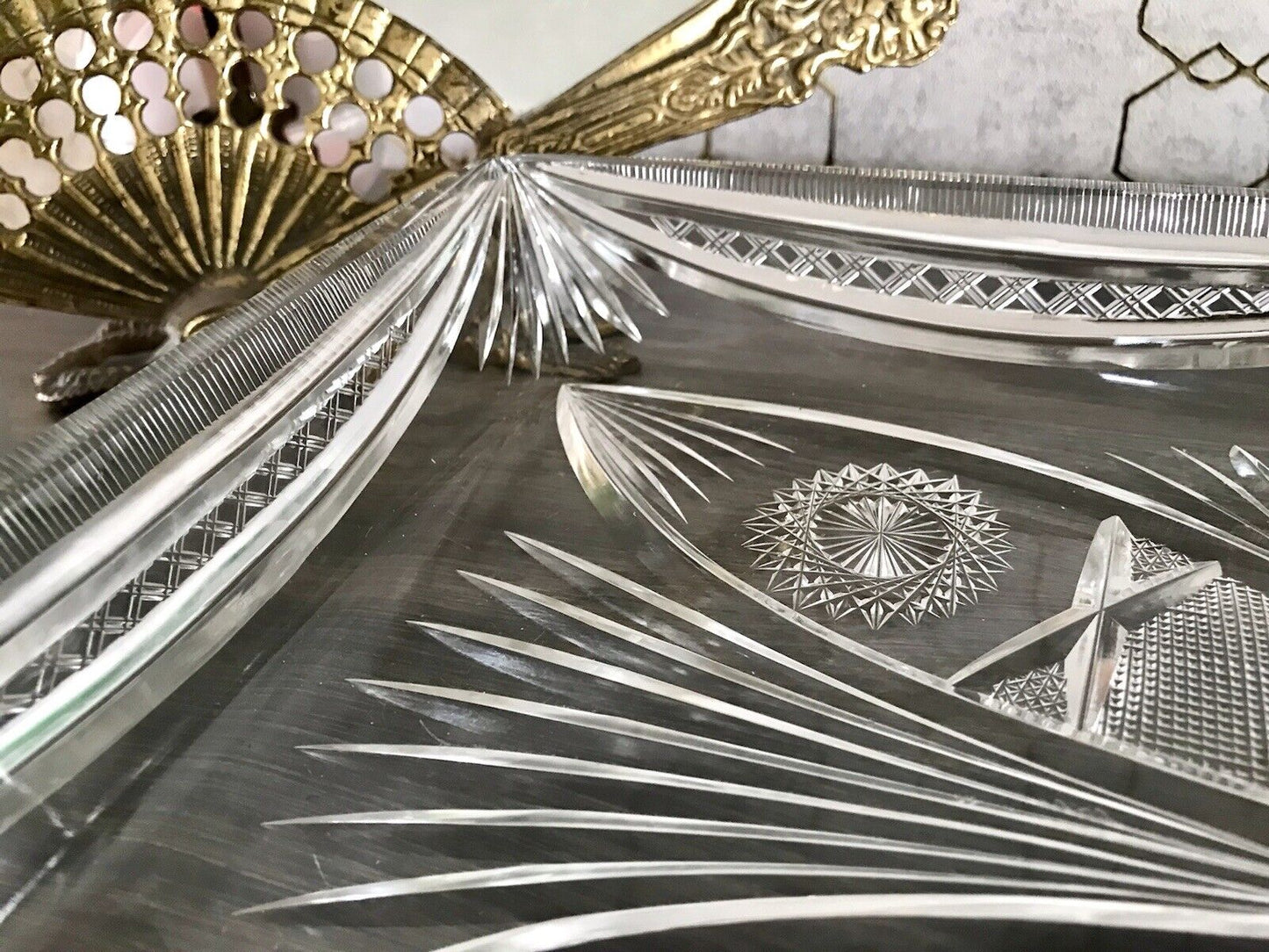 Antik Bleikristall Schale Glasschale Kristallglas Glas Schliff EDEL Groß