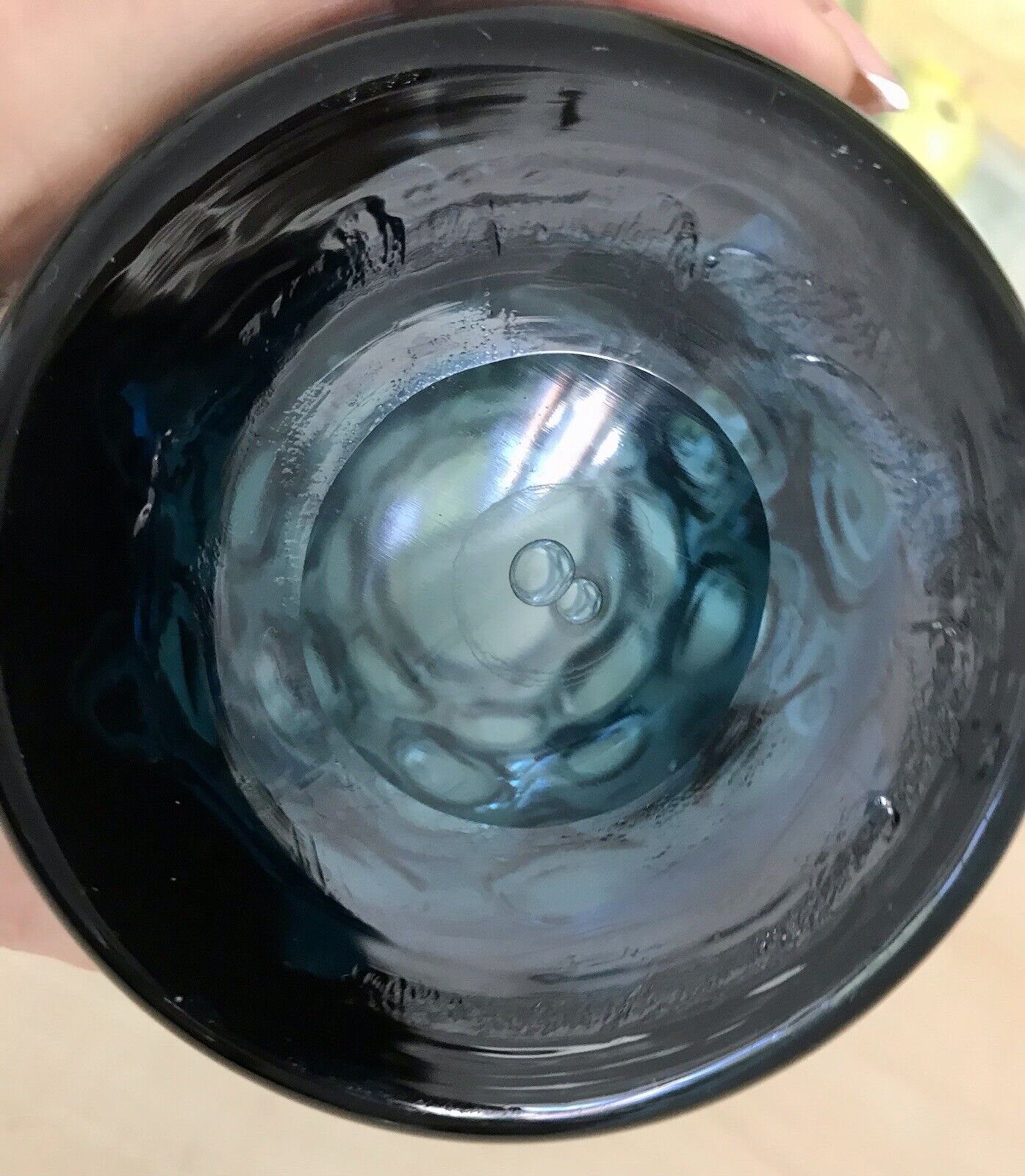 Vintage Designer 60er Krug Kanne Karaffe Space Age Glas Bubble Struktur blau