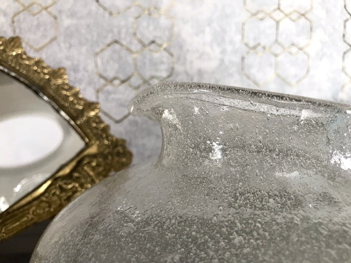 Vintage Glaskunst Kanne Krug Glaskrug Karaffe Glasvase Glas Schaumglas