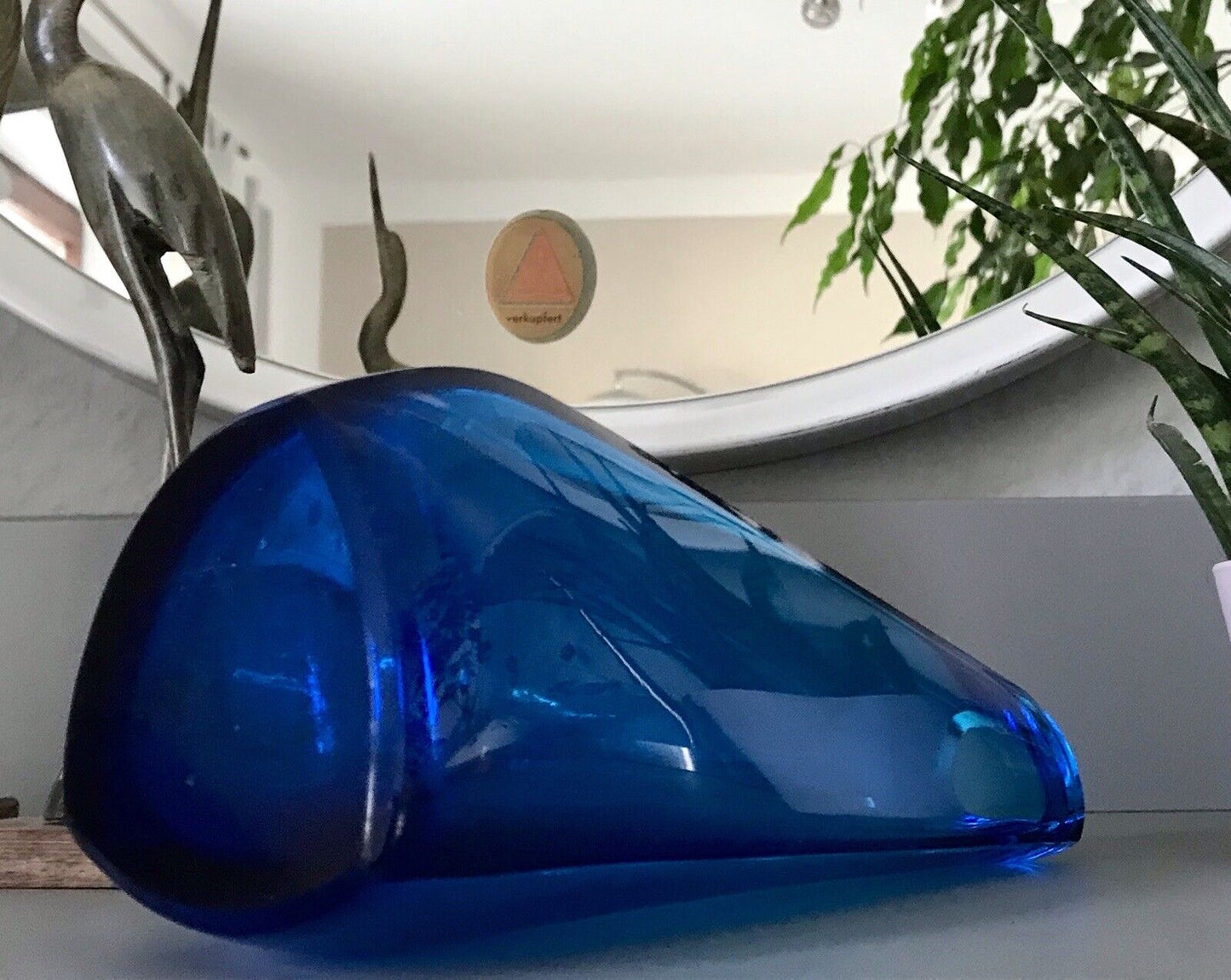 Murano ? Vintage 60er Glasvase Vase Blau Kristallglas Edel Schwangere Elke