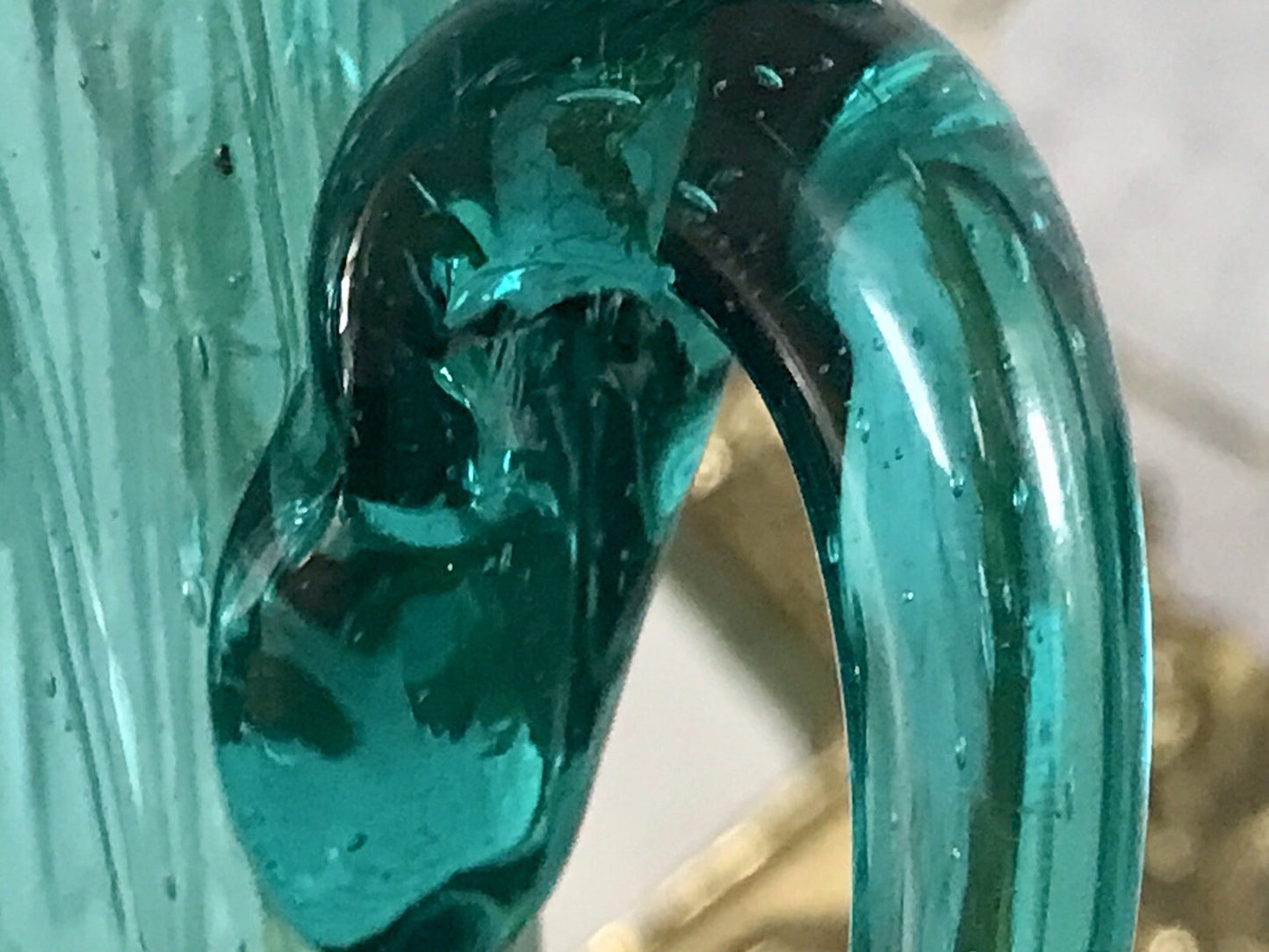 Antik Glasvase Vase Türkis Blau Glas Abriss Aufschmelzungen Murano?