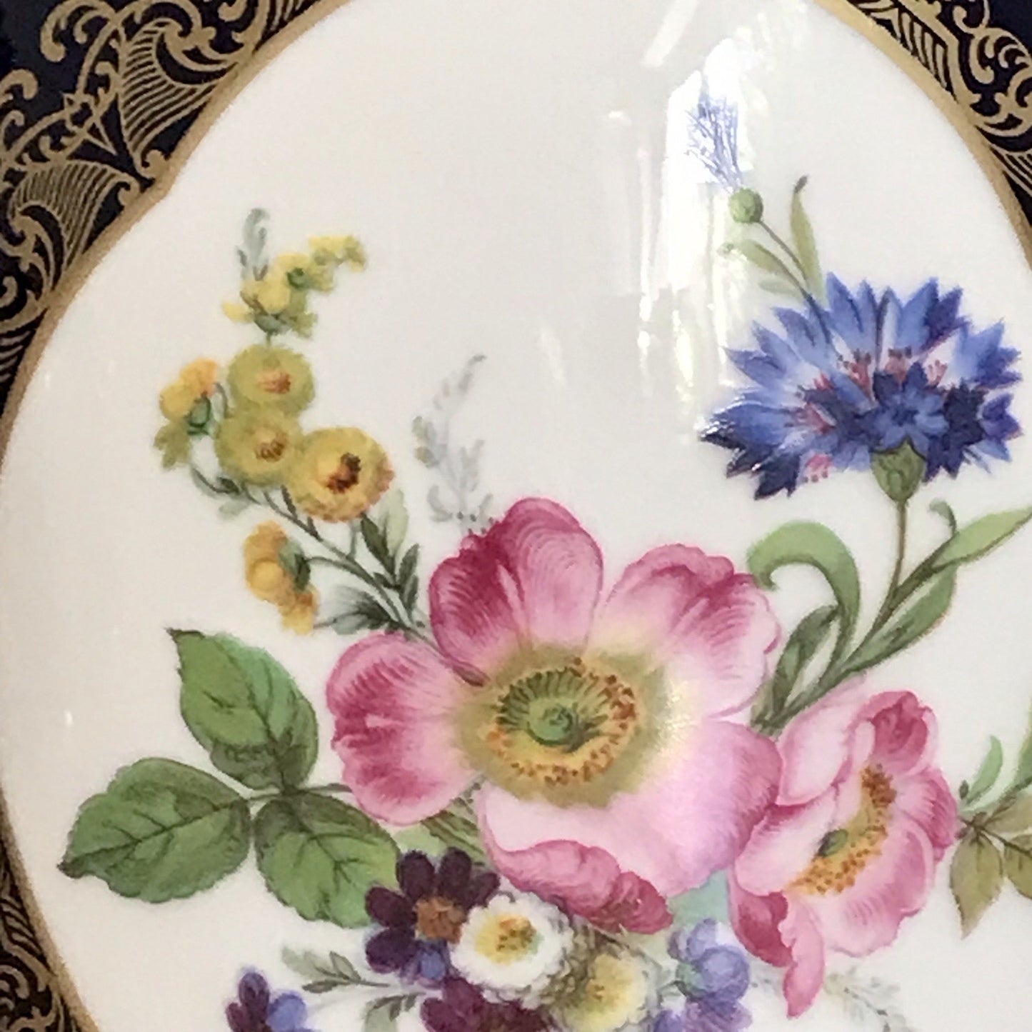 Vintage Alt 1 Porzellan Prunkvase Vase Echt Kobalt blau bunt Weimarer Porzellan