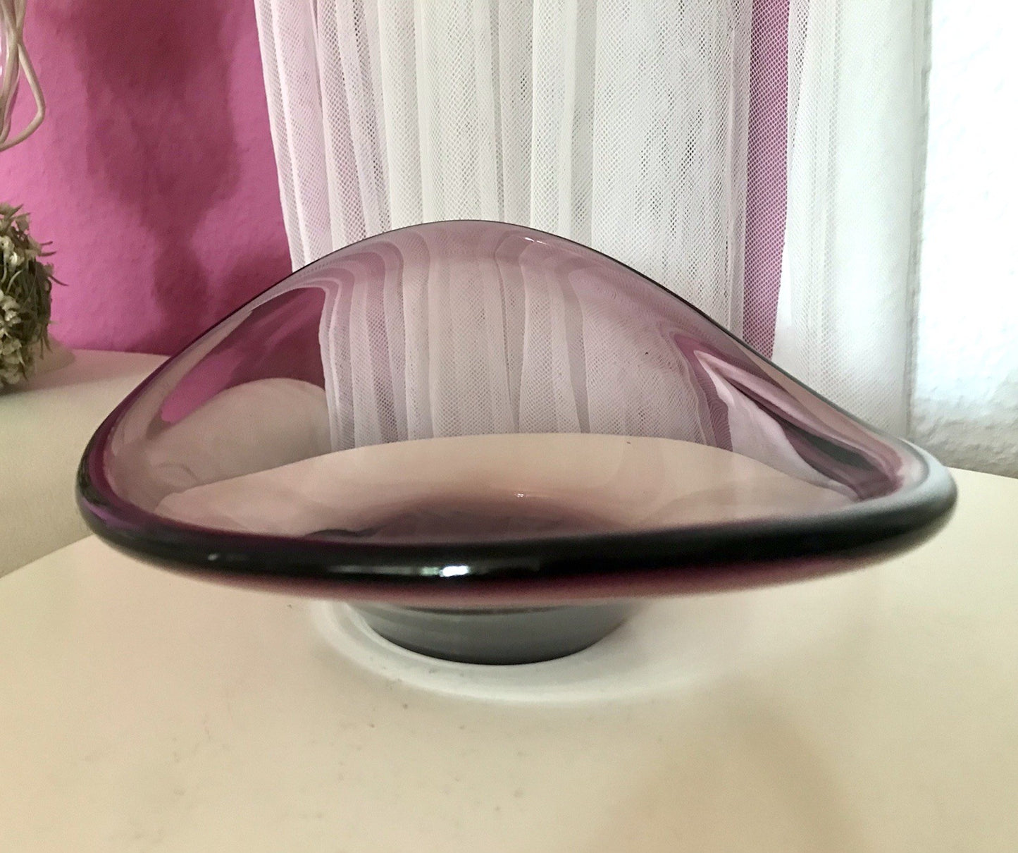 Murano Vintage Design Schale Glas beere aubergine Überfangglas