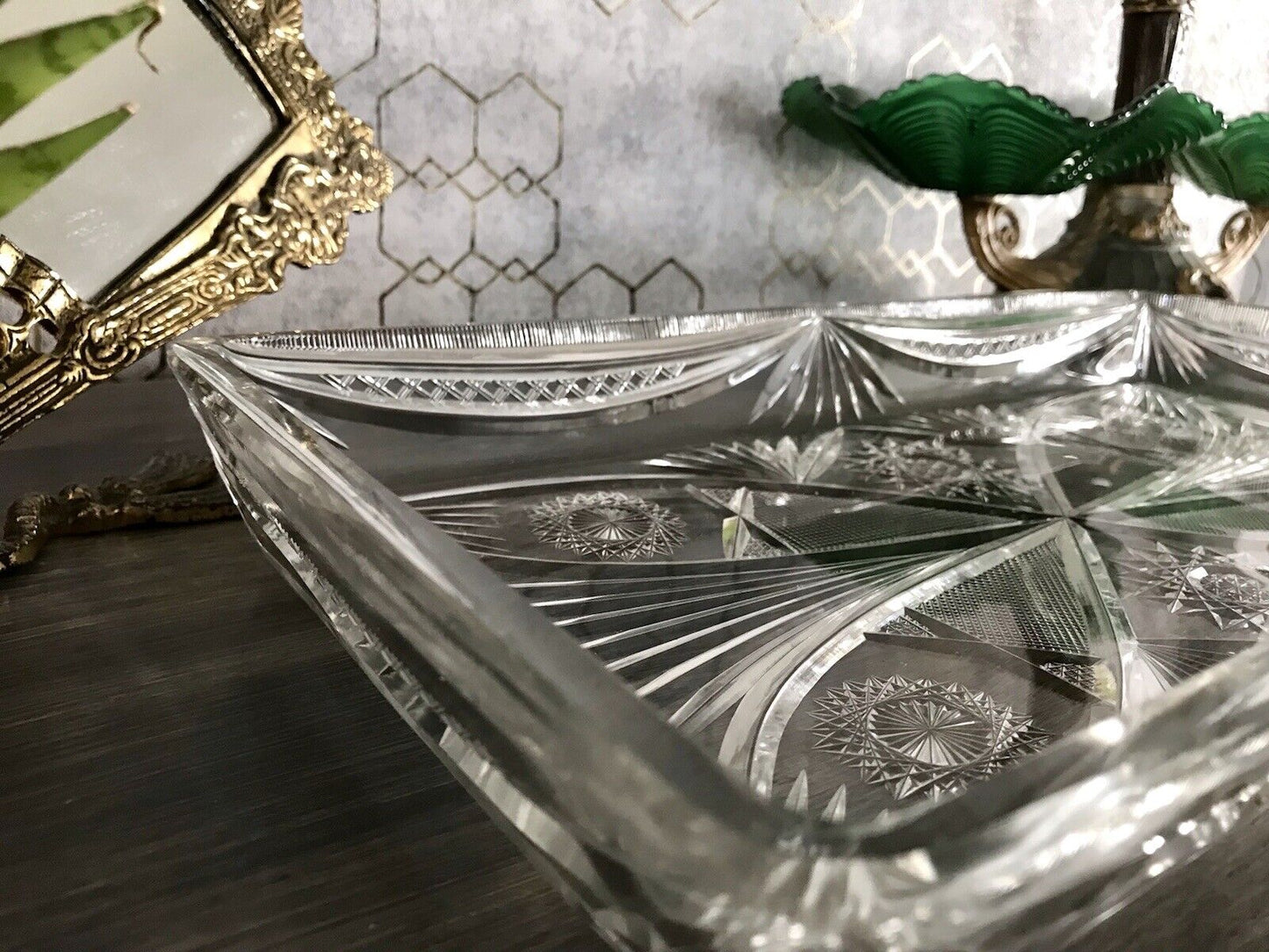 Antik Bleikristall Schale Glasschale Kristallglas Glas Schliff EDEL Groß
