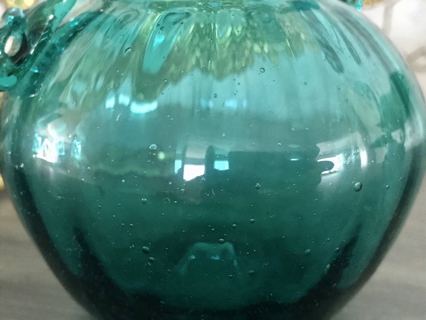 Antik Glasvase Vase Türkis Blau Glas Abriss Aufschmelzungen Murano?