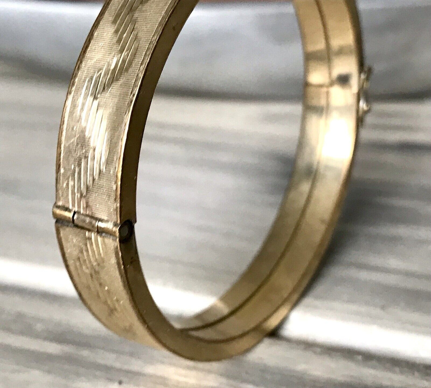 Antik Vintage Armband Armreif Klapp- Armspange Amerik. Doublè vergoldet gold