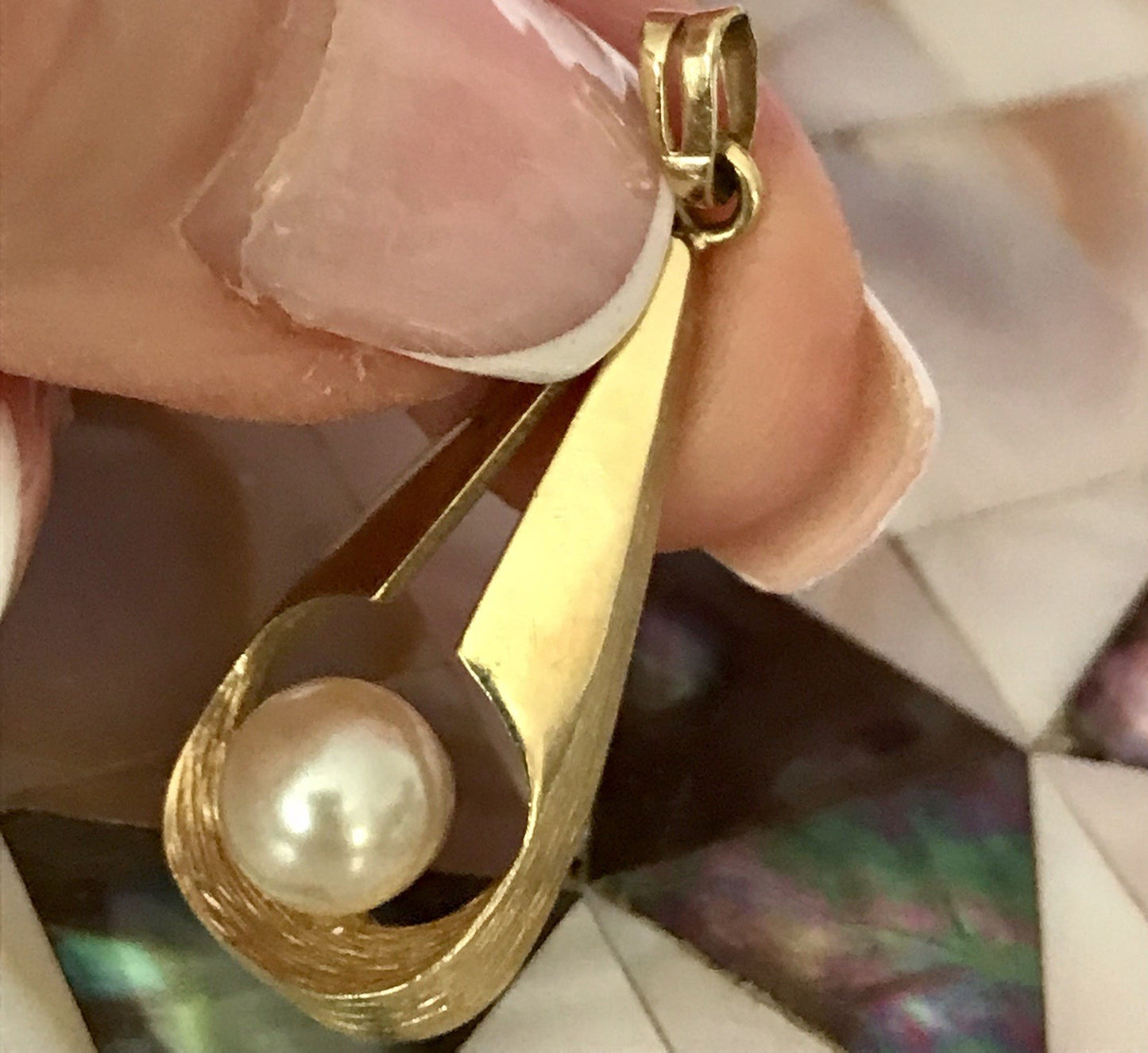 Vintage Designer Anhänger Perle Amerik. Doublè vergoldet