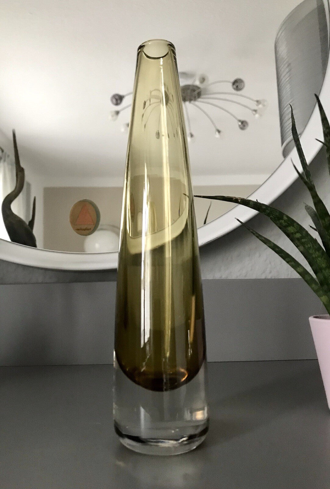 Vintage Design Glasvase Glas gelb Vase MidCentury Kosta Boda