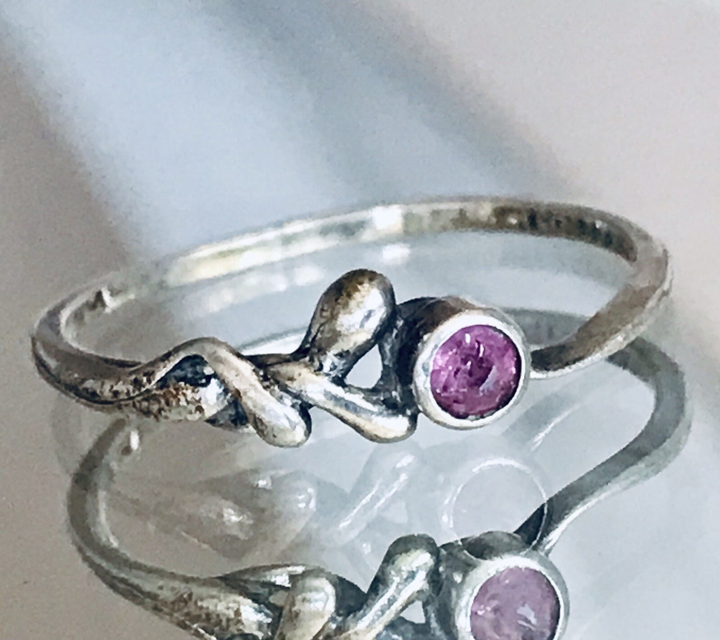 Antik? Vintage Damen filigran Ring lila Stein Silber 835 Gr.56 17,8