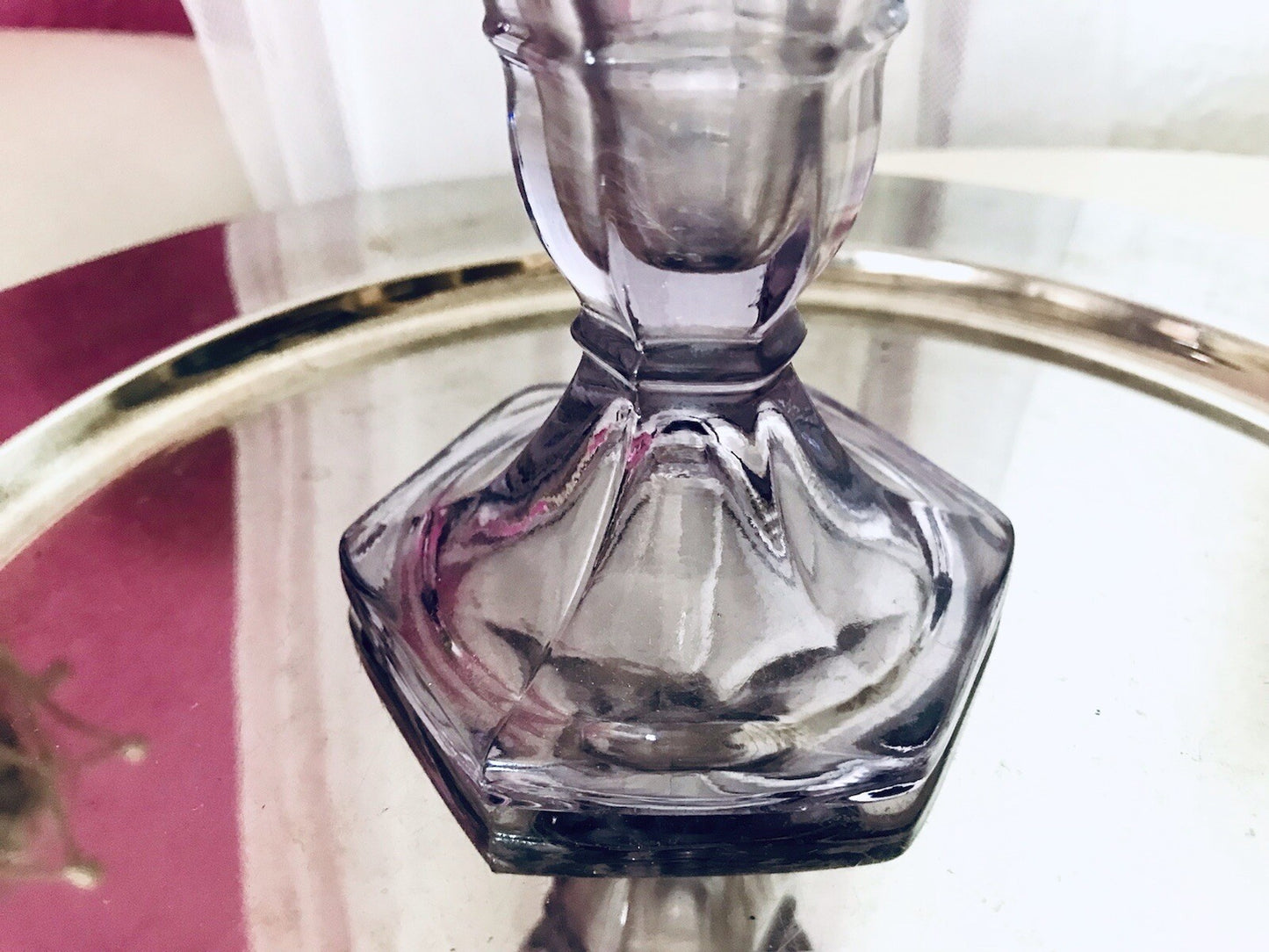 Antik Art Déco 1 Vase Glasvase Pressglas Lila Glas