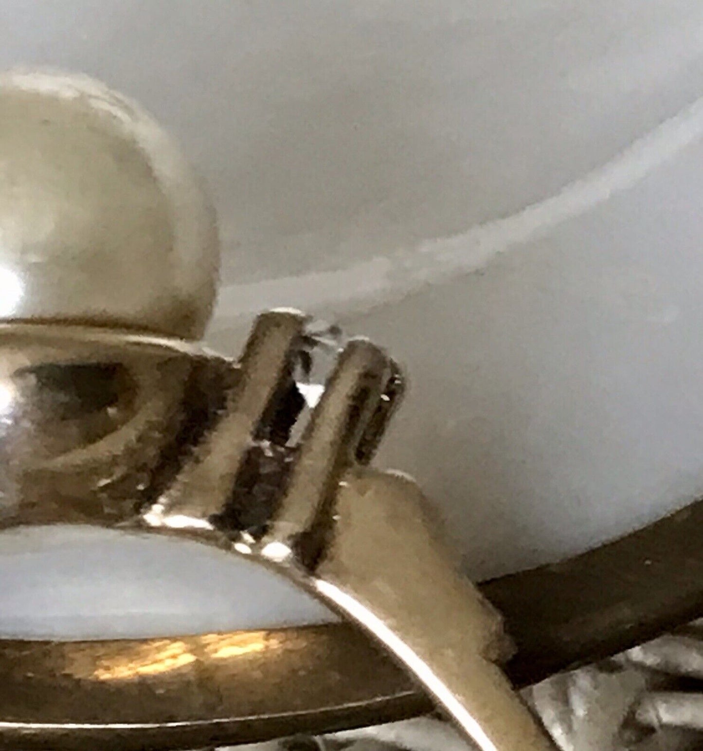 Antik Alt Edel DAMEN RING Silber 925 Perle farblose Steine Gr.58 18,4 vergoldet