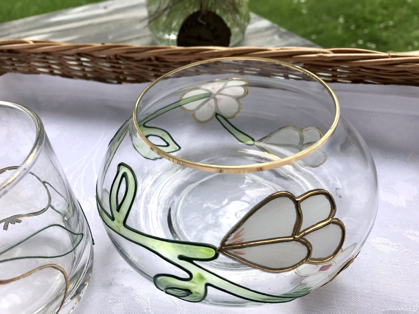 Nagel 2 Glasdose Bonboniere Gefäß Glas Konfitüre Marmeladen Dose Tiffany Optik