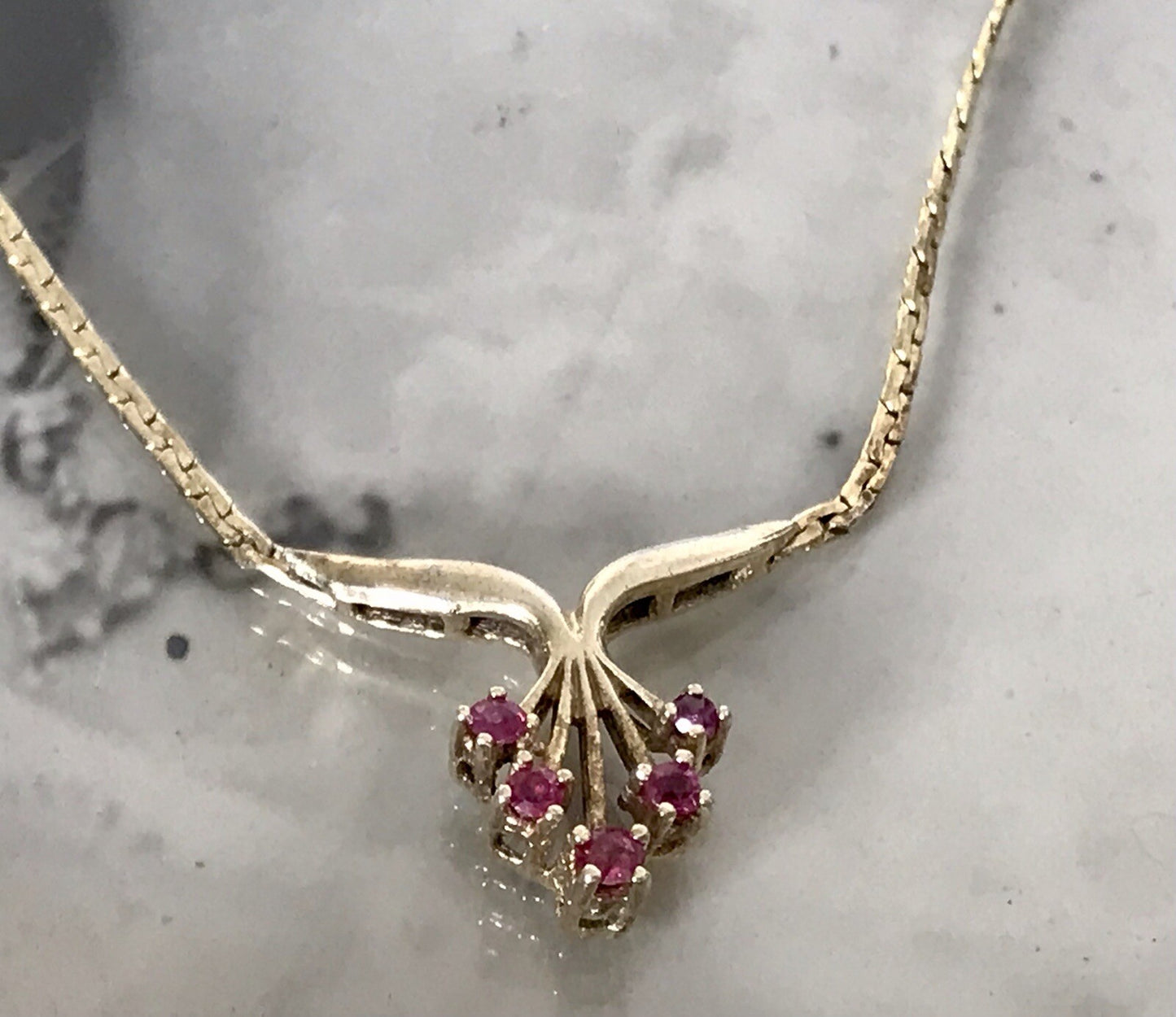Antik Edel Jugendstil 925 Silber vergoldet Collier Halskette Rubine SCHÖN