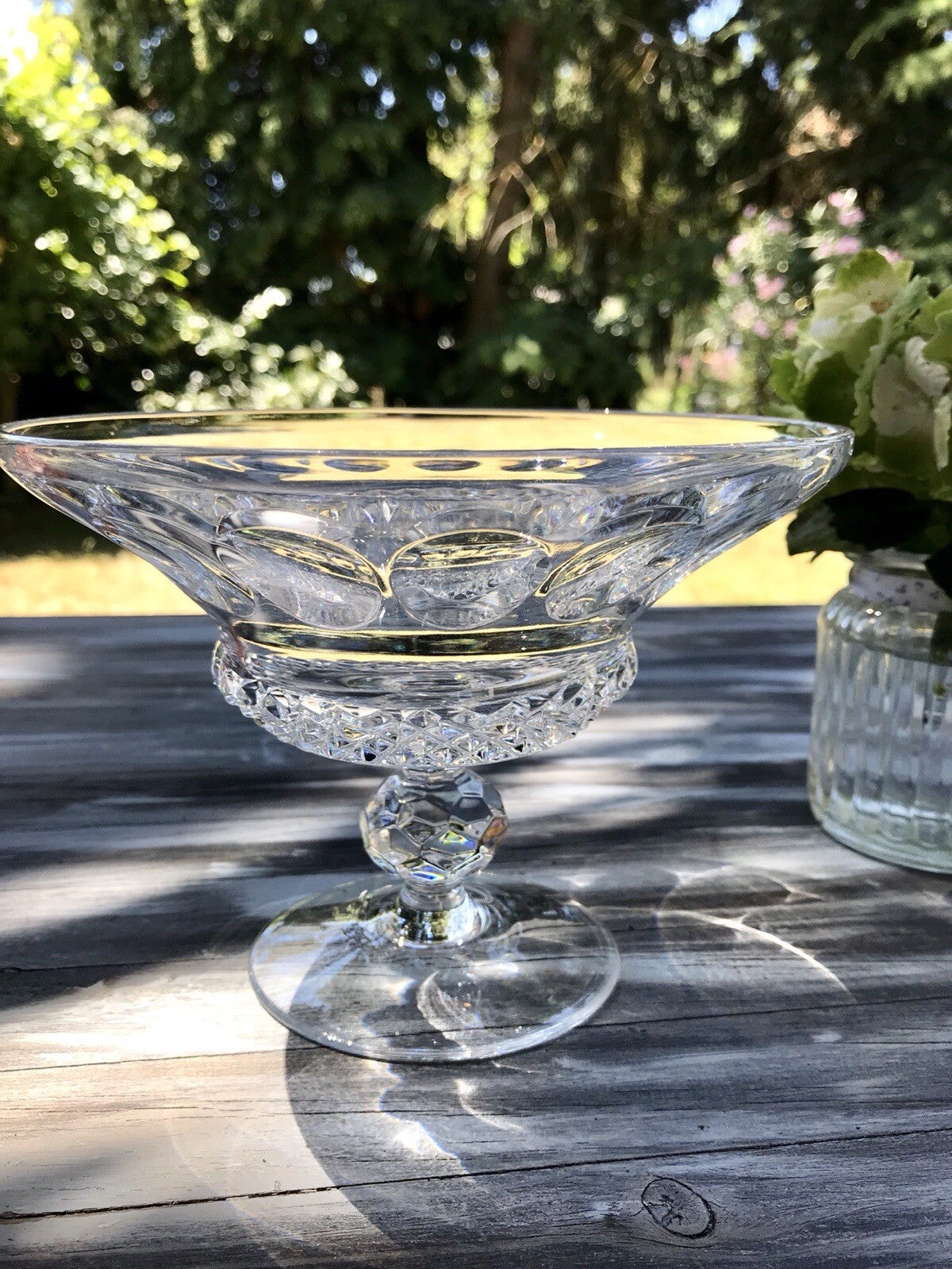 Alt Vintage Bleikristall Schale auf Fuß Glasschale Kristallglas Glas Edel