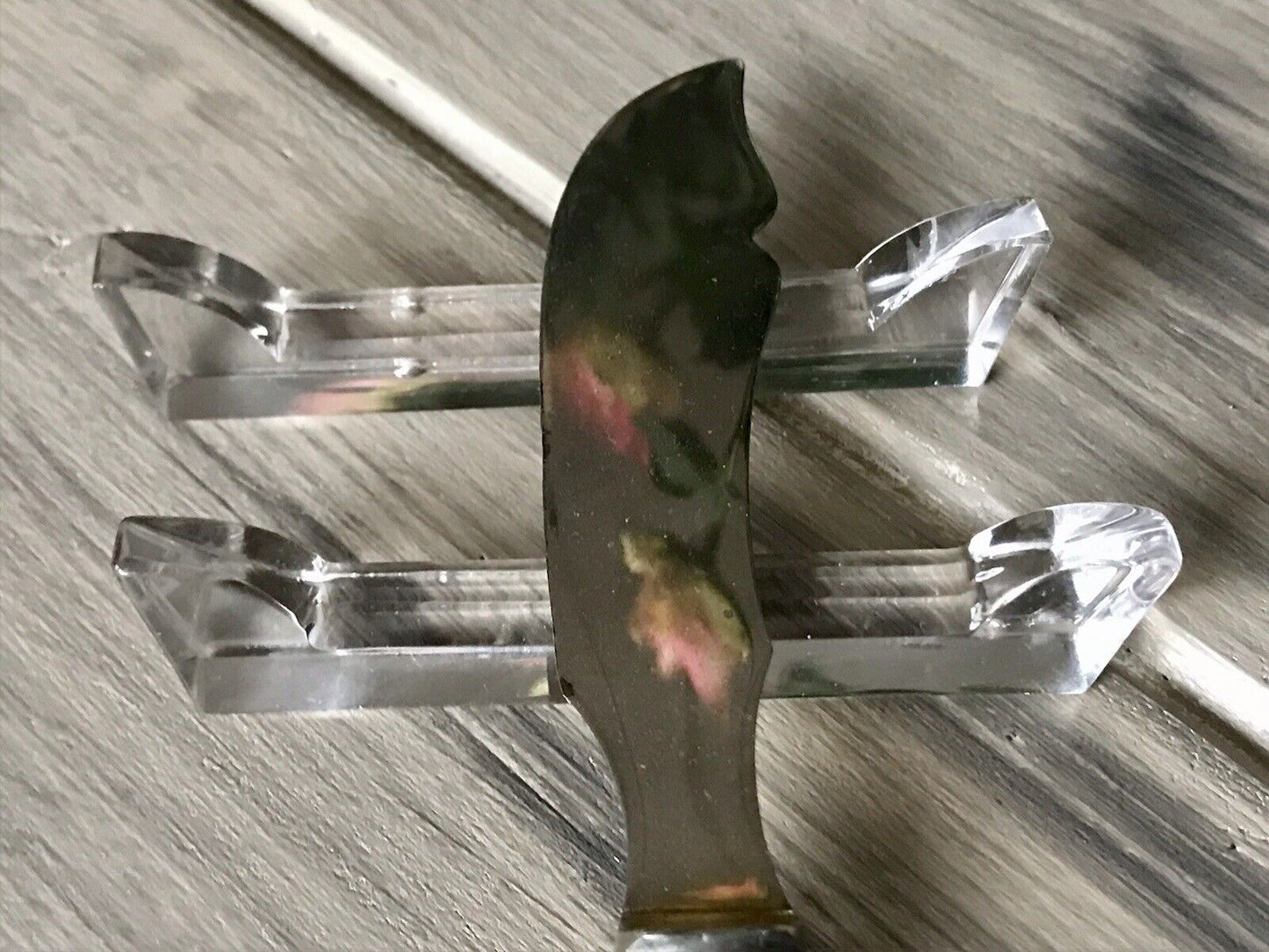 Alt Antik 8+1 französische Art Déco Messerbänkchen Kristallglas Glas
