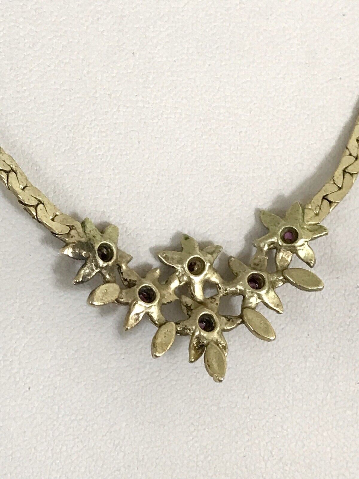 Antik Edel Jugendstil 925 Silber vergoldet Collier Halskette Rubine