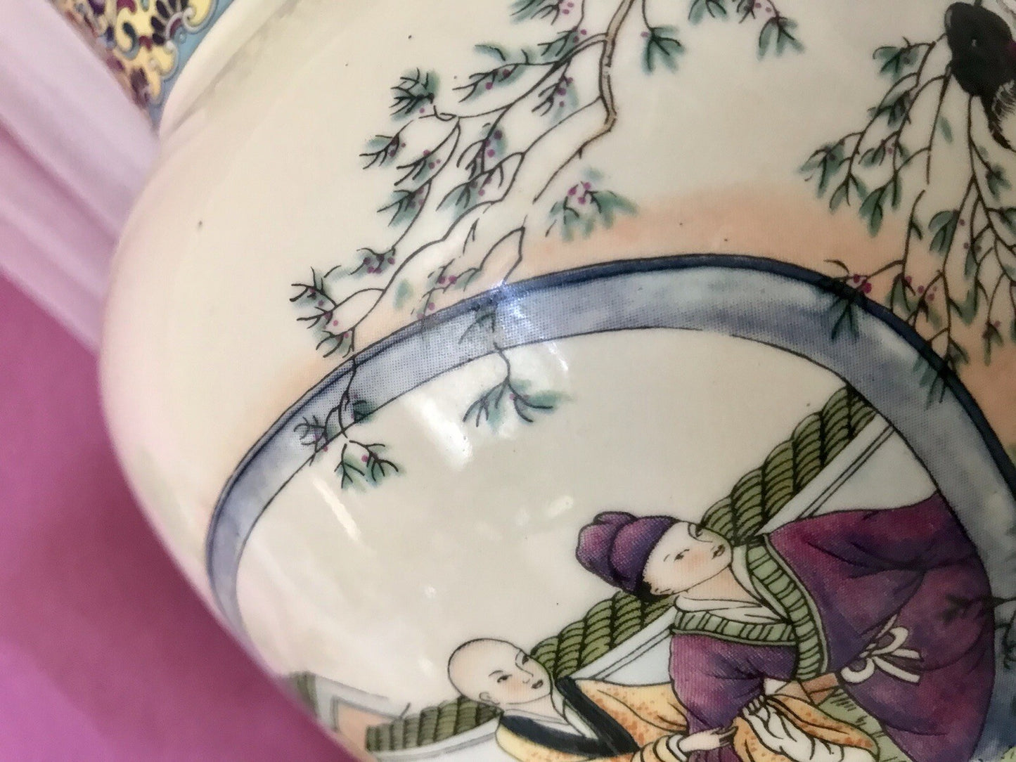 Alt Vintage Vase Bodenvase Japanisch mit Geishas Chinoiserie Design