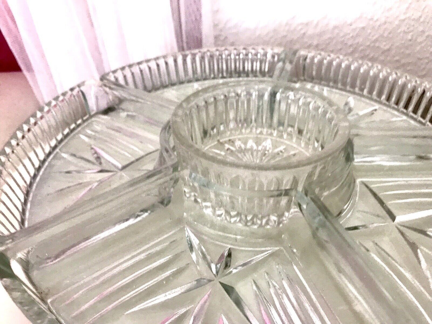 Antik schöne Art Déco Schale Tafelaufsatz Kabarett-Schale Pressglas drehbar