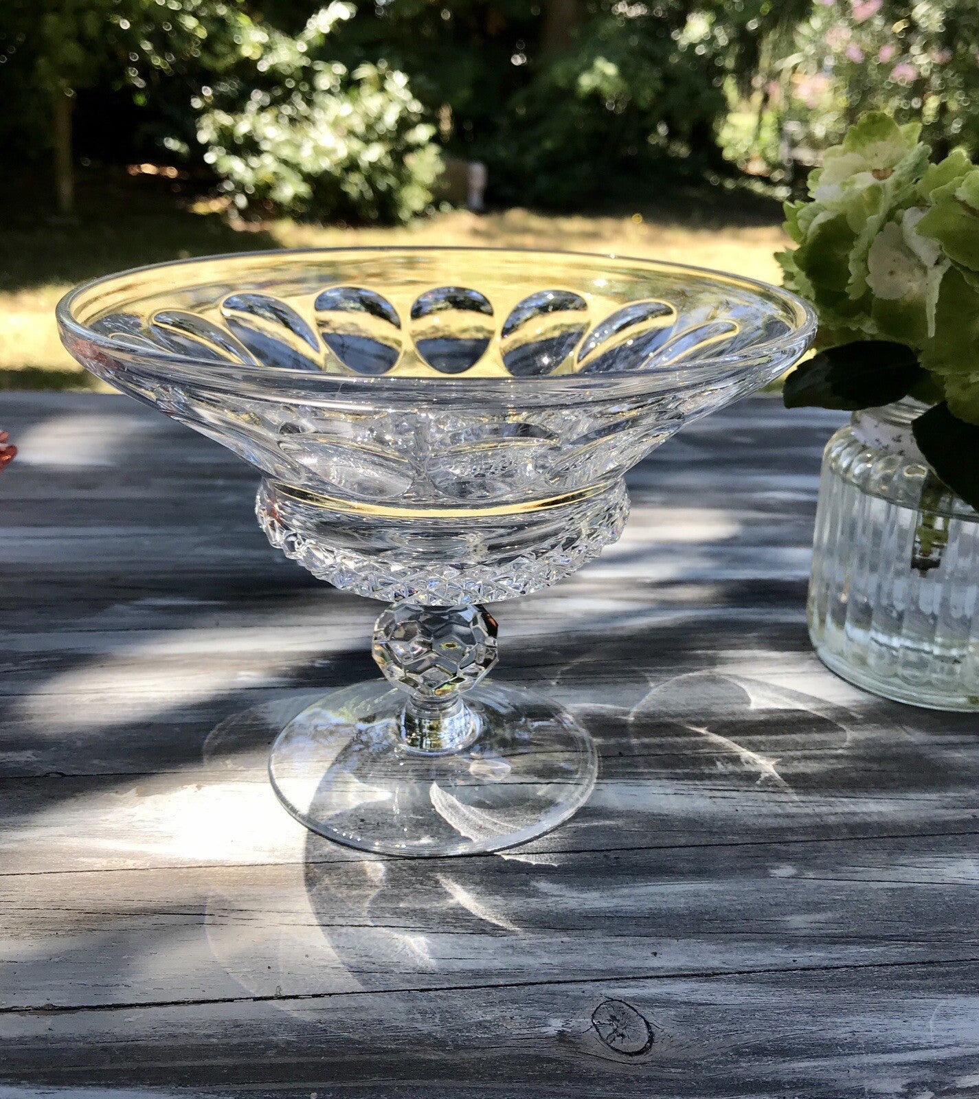 Alt Vintage Bleikristall Schale auf Fuß Glasschale Kristallglas Glas Edel