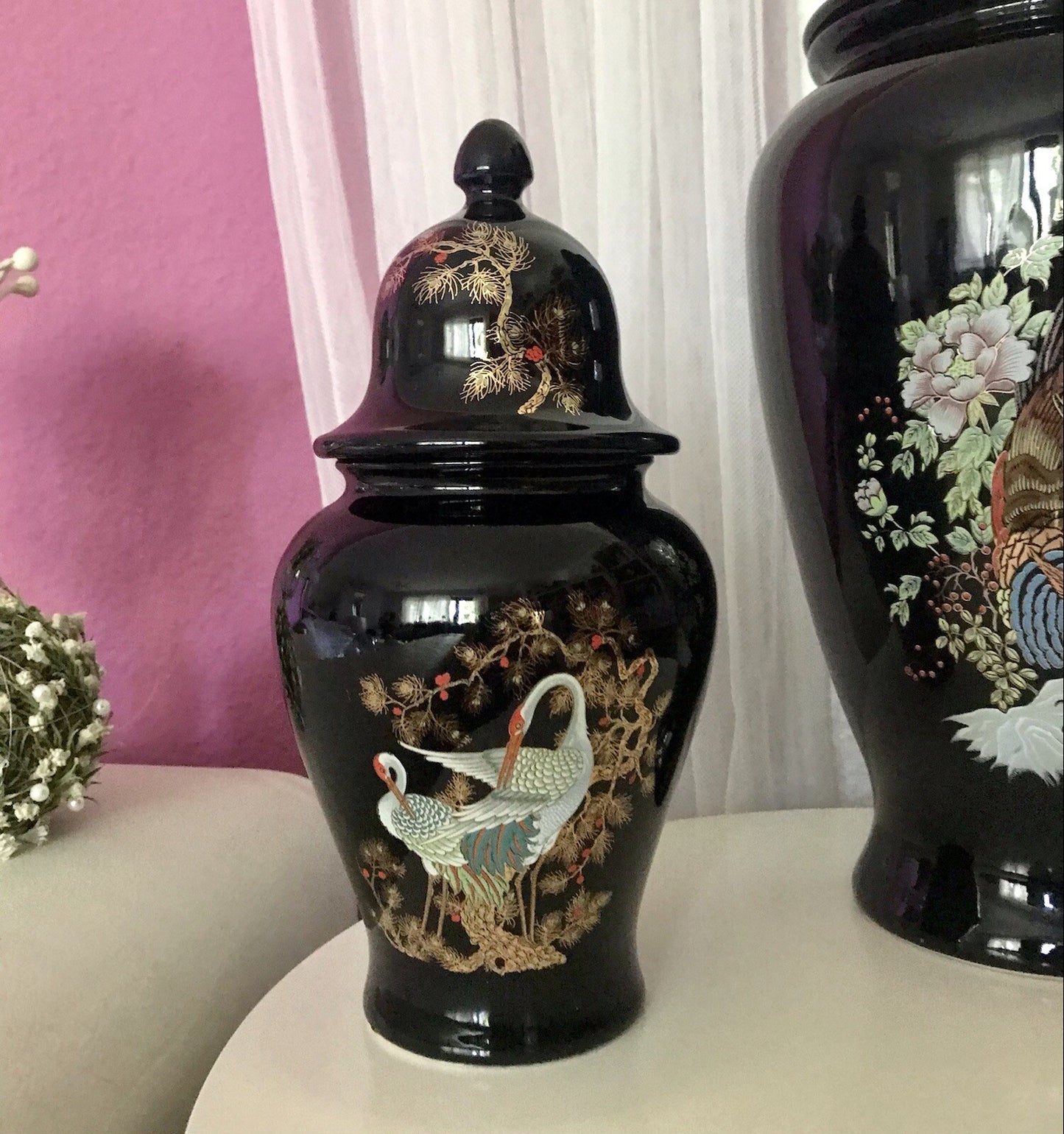 Vintage 1 Porzellan Prunkvase Deckelvase Vase Italien MCModernistisch schwarz