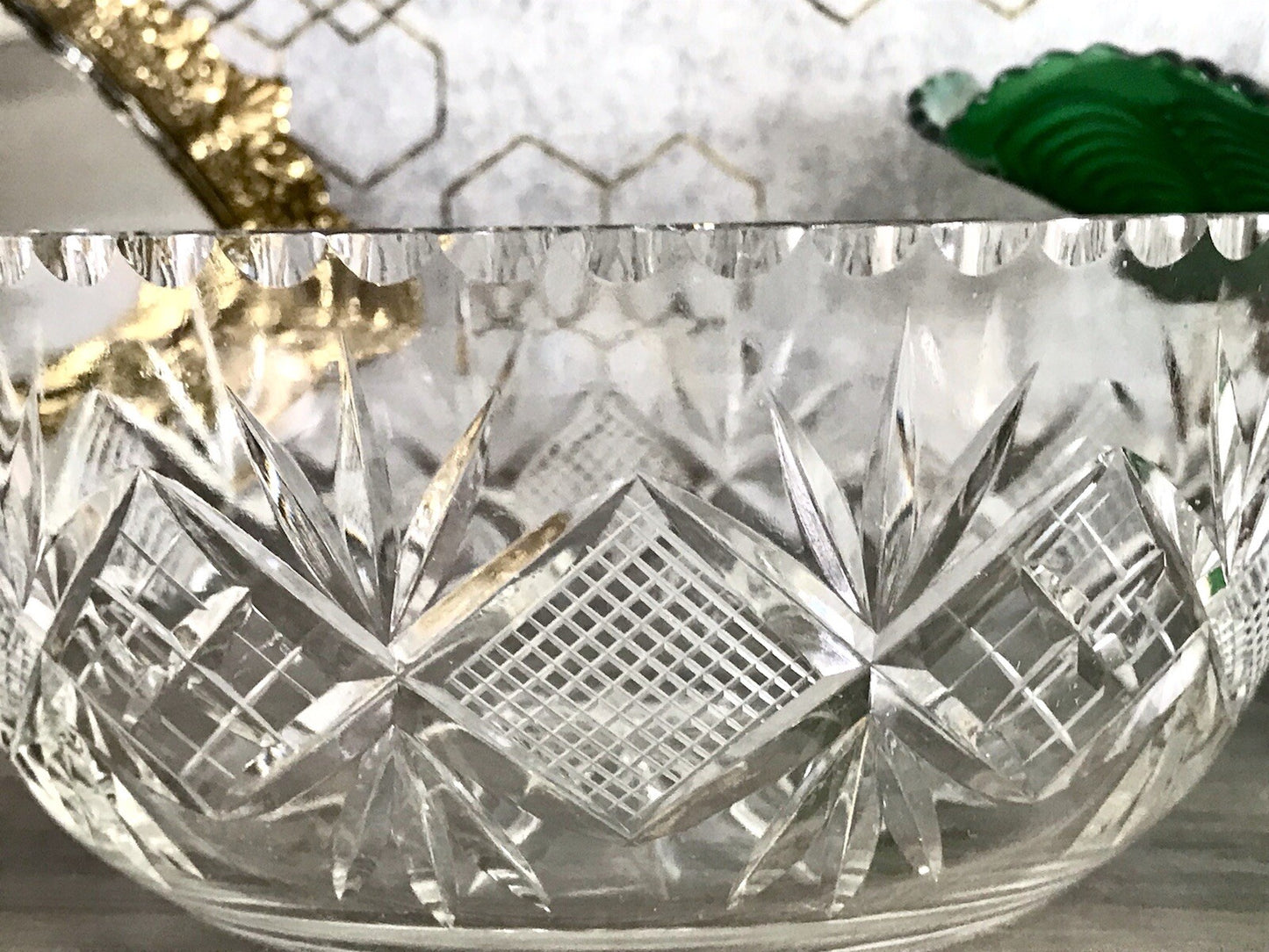 Antik Bleikristall Schale Glasschale Kristallglas Glas edel Salatschale Schlif