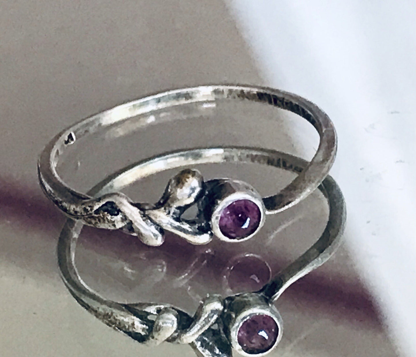 Antik? Vintage Damen filigran Ring lila Stein Silber 835 Gr.56 17,8