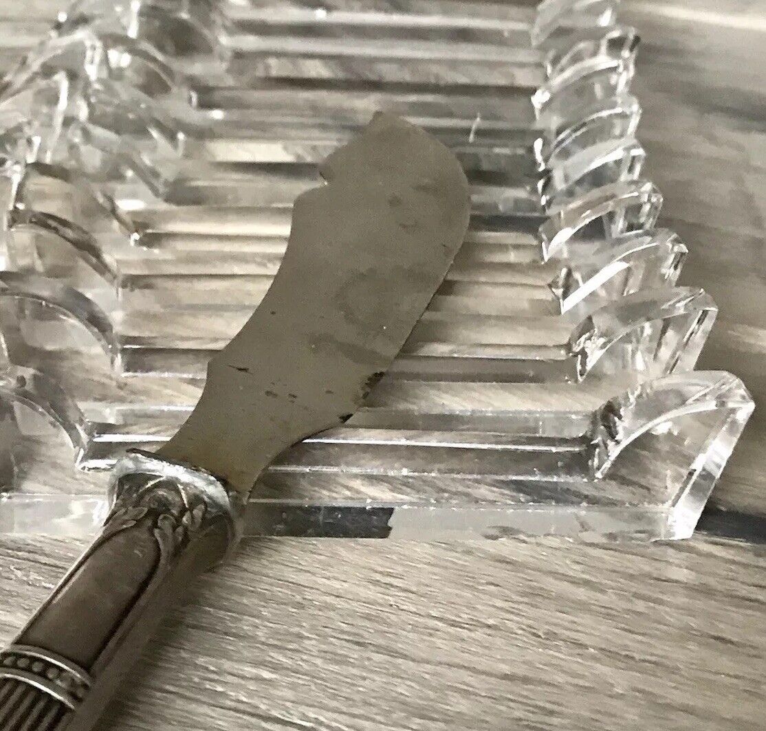 Alt Antik 8+1 französische Art Déco Messerbänkchen Kristallglas Glas