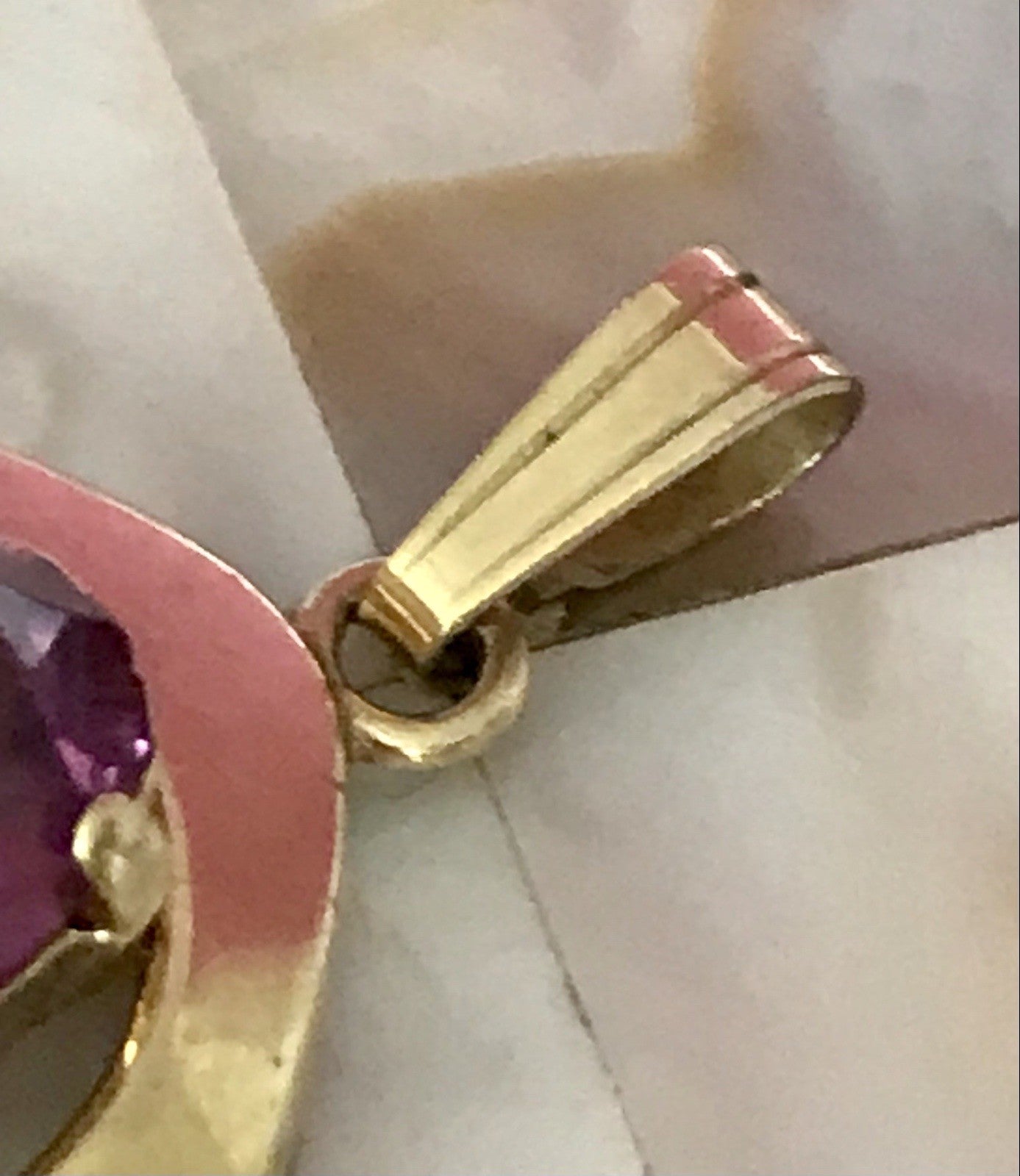 Vintage Designer Anhänger lila Stein Amethyst? Amerik. Doublè vergoldet