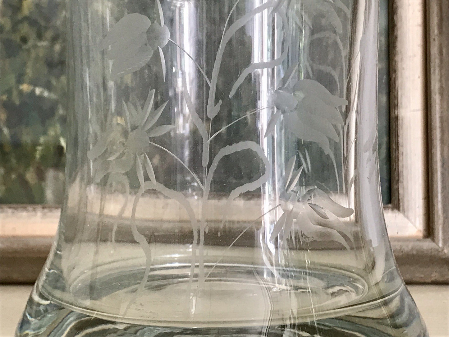 Vintage groß Glaskaraffe Karaffe Zier- Schliff Glas Bleikristall? Kristallglas