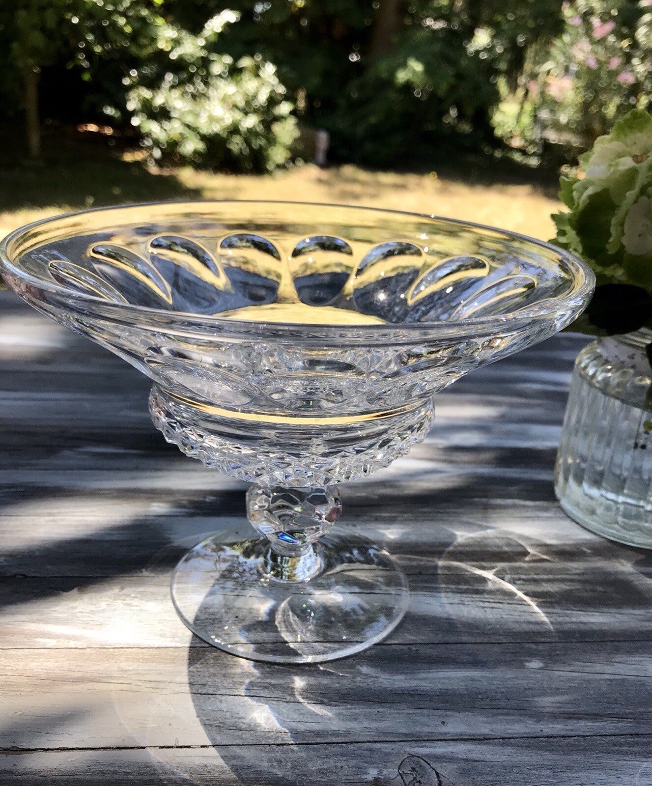 Alt Vintage Bleikristall Schale auf Fuß Glasschale Kristallglas Glas Edel