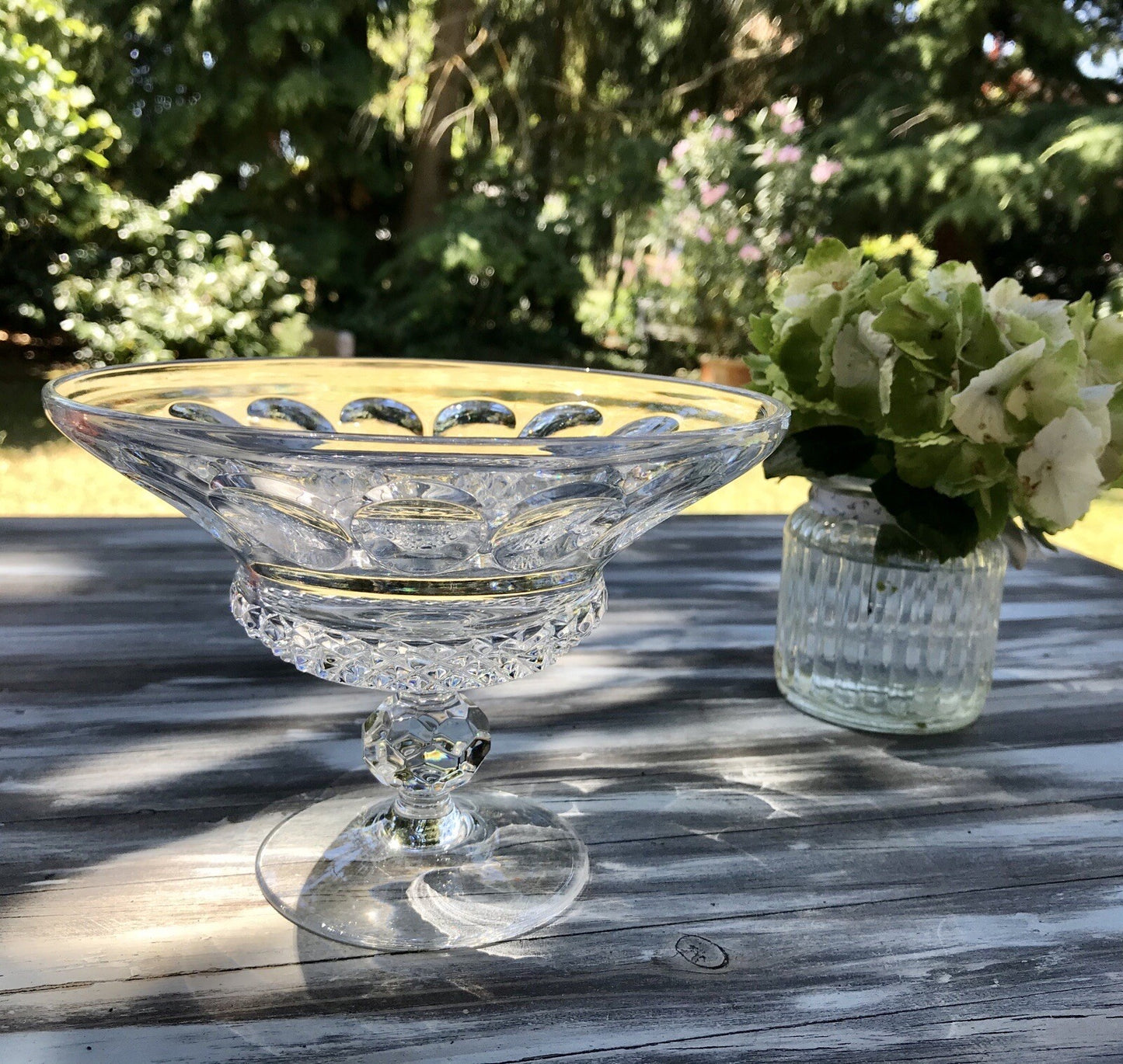 Alt Vintage Bleikristall Schale auf Fuß Glasschale Kristallglas Glas Edel