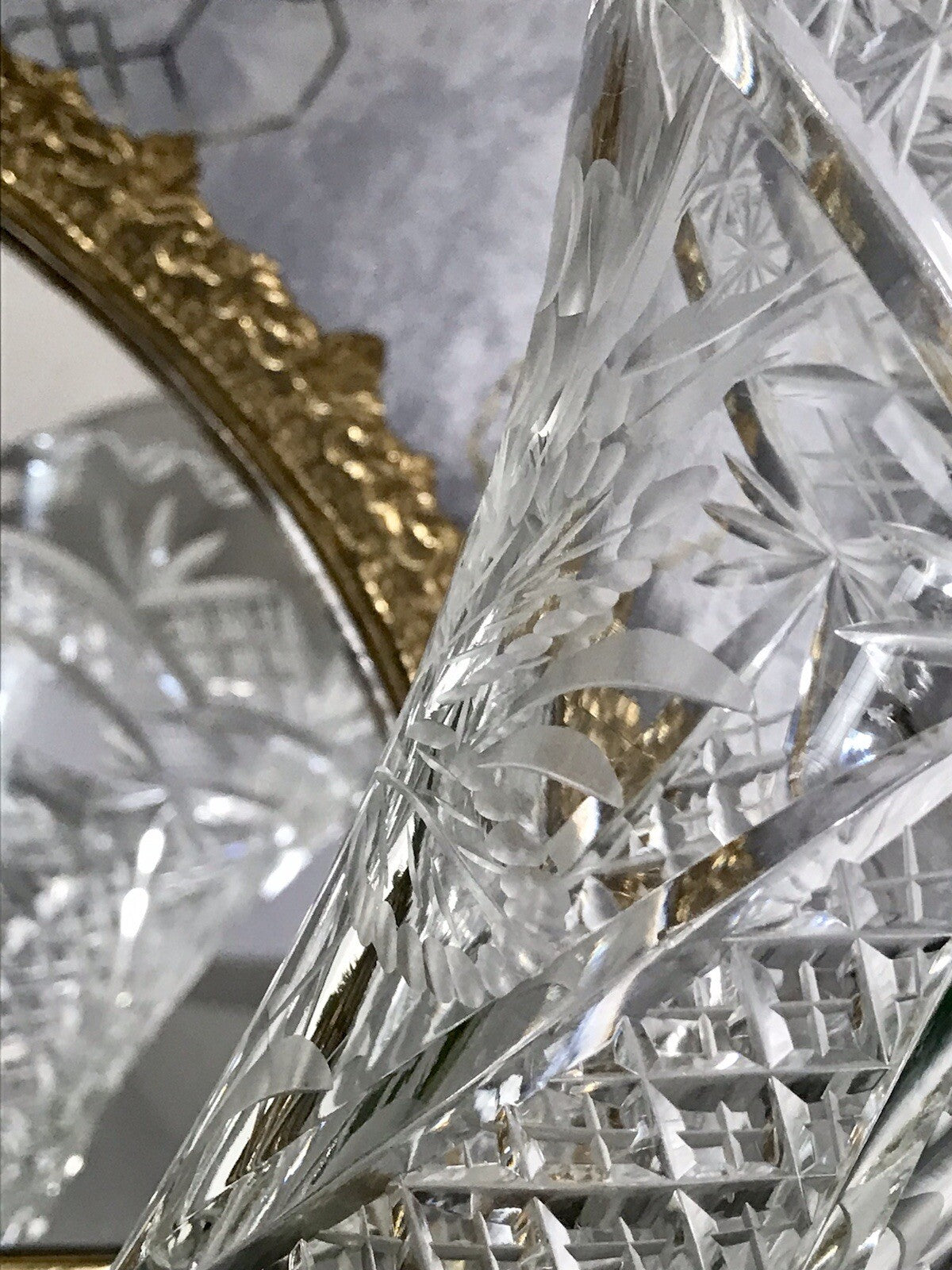 Antik Vase Glasvase Kristallglas geschliffen Art Déco Trichtervase Pokalvase