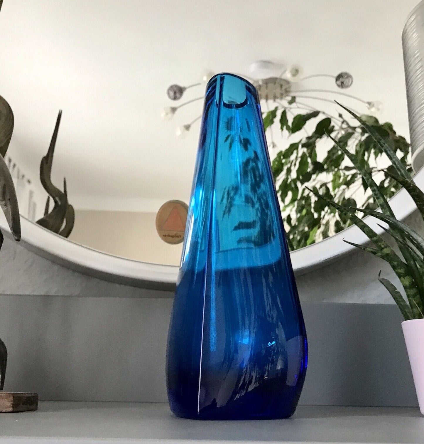 Murano ? Vintage 60er Glasvase Vase Blau Kristallglas Edel Schwangere Elke