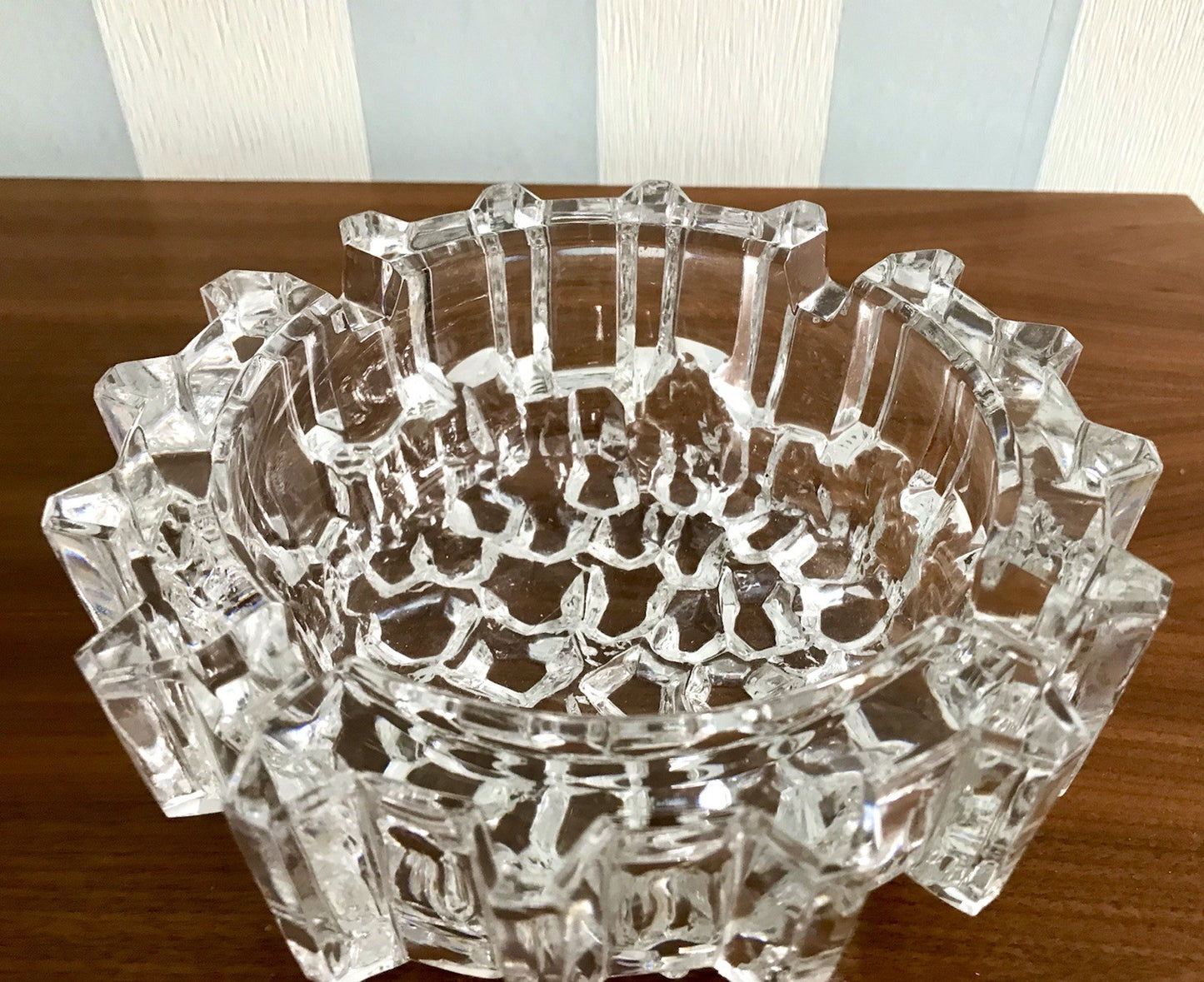 Vintage 70er Aschenbecher Ascher EDEL Kristallglas Bleikristall Schwer Skandi?
