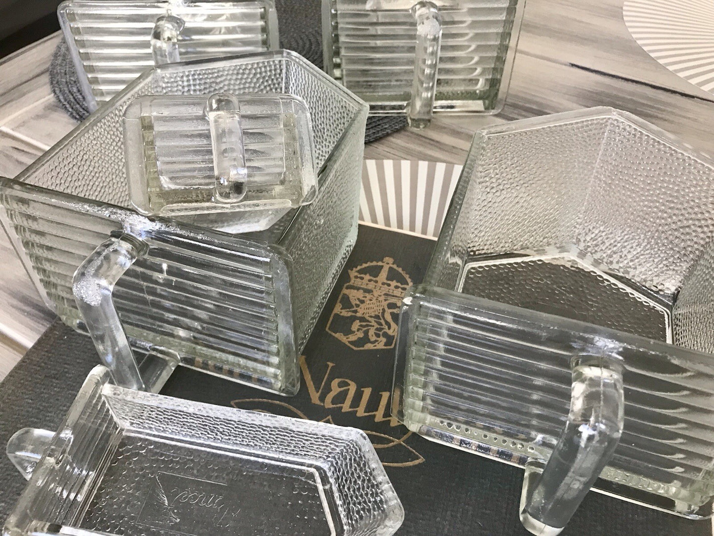 Antik 8 Art Déco Vintage Schütten Glas Pressglas Ponce Vorratsgefäße