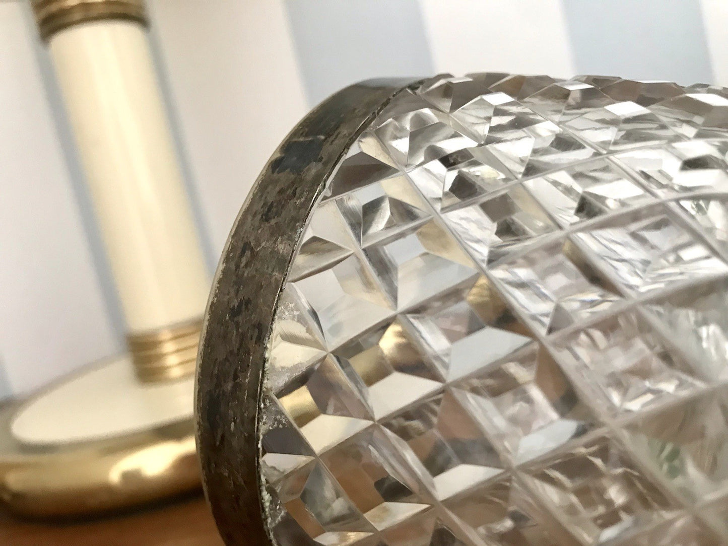 Antik Bonboniere Glasdose Dose Bleikristall edel Schliff Baccarat? versilbert
